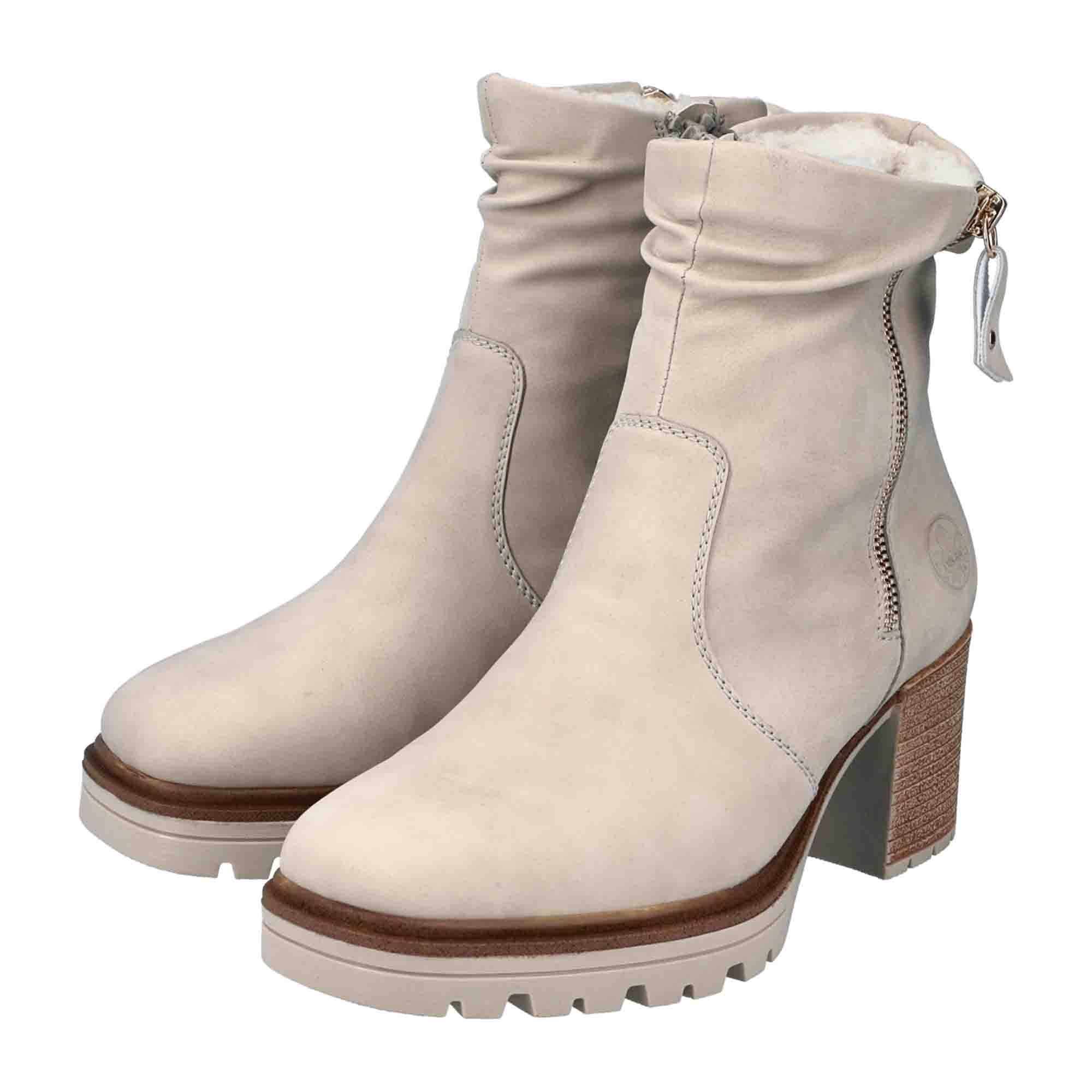 Rieker HWK Beige Women's Boots for Fall Winter with 6.5 cm Heel