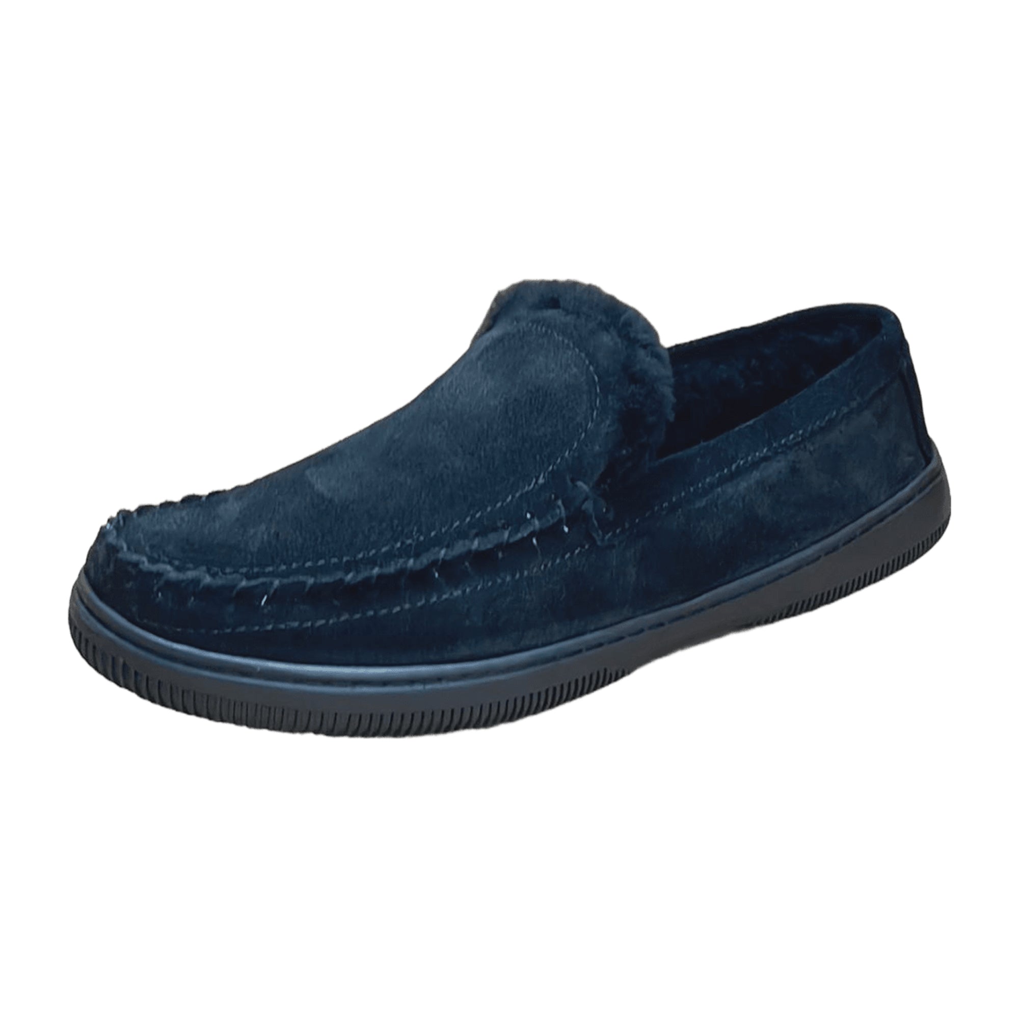 Rohde Men's Black Leather Slip-On Shoes with Removable Wool Insole