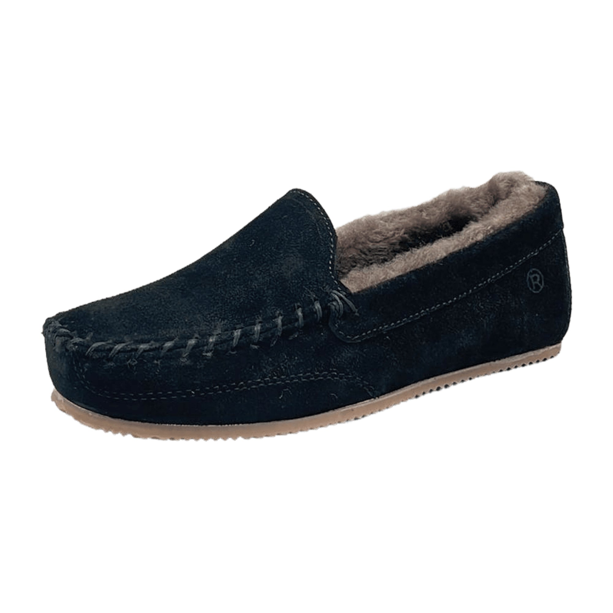 Rohde Women's Black Moccasins Slip-On Suede Warm Lined Removable Insole