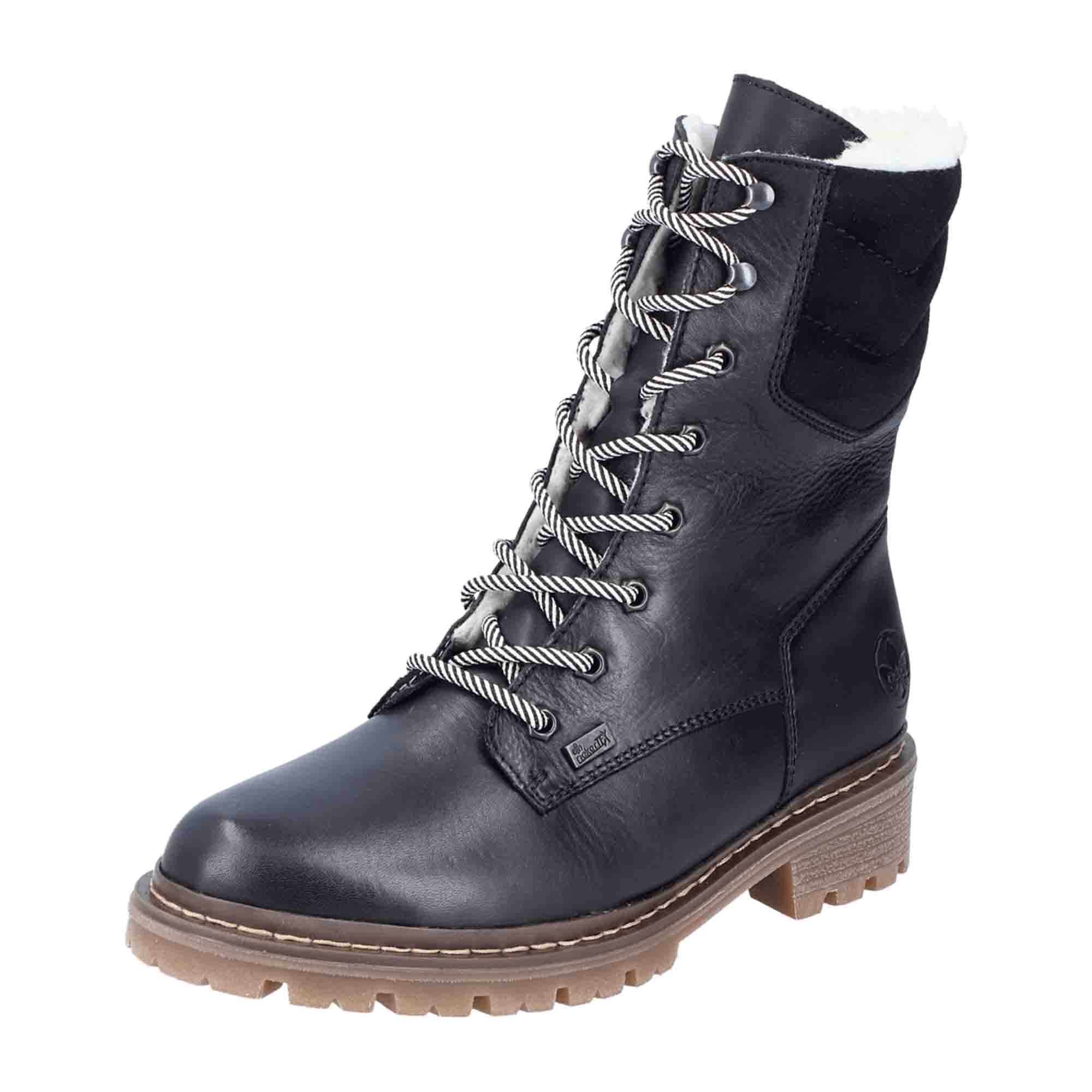 Rieker HWK Women's Black Leather Boots for Fall Winter