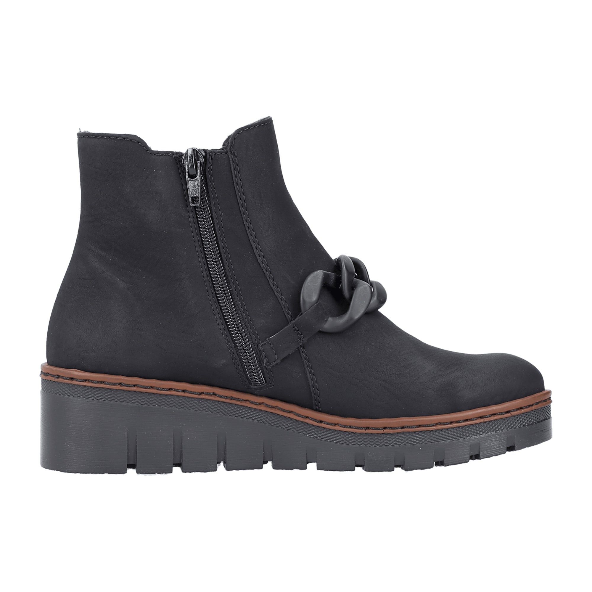 Rieker Women's Black Boots with Wedge Heel and Round Toe for Fall/Winter