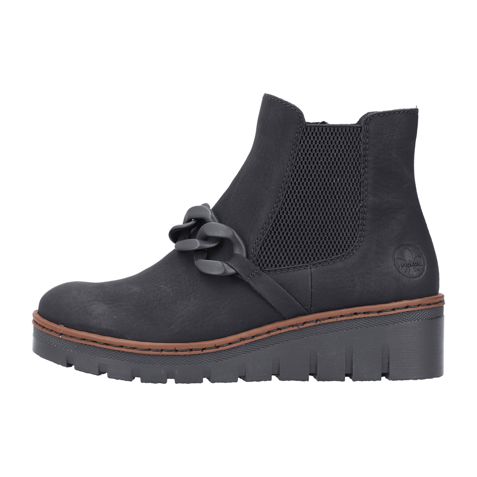 Rieker Women's Black Boots with Wedge Heel and Round Toe for Fall/Winter