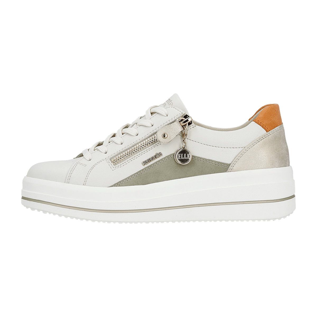 Remonte Women's White Leather Shoes with Removable Insole and Rubber Sole