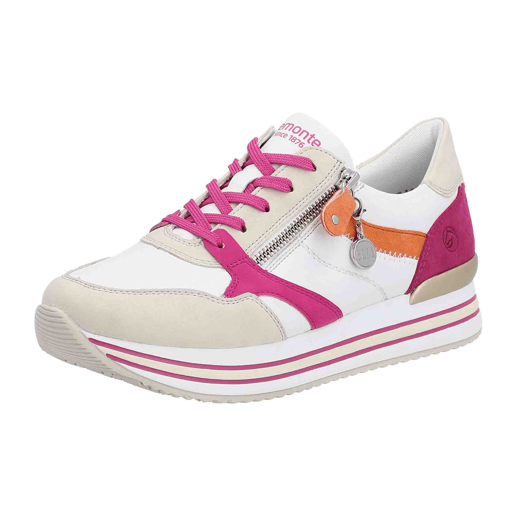 Remonte Women's Colorful Leather Sneakers with Zip and Lace Closure
