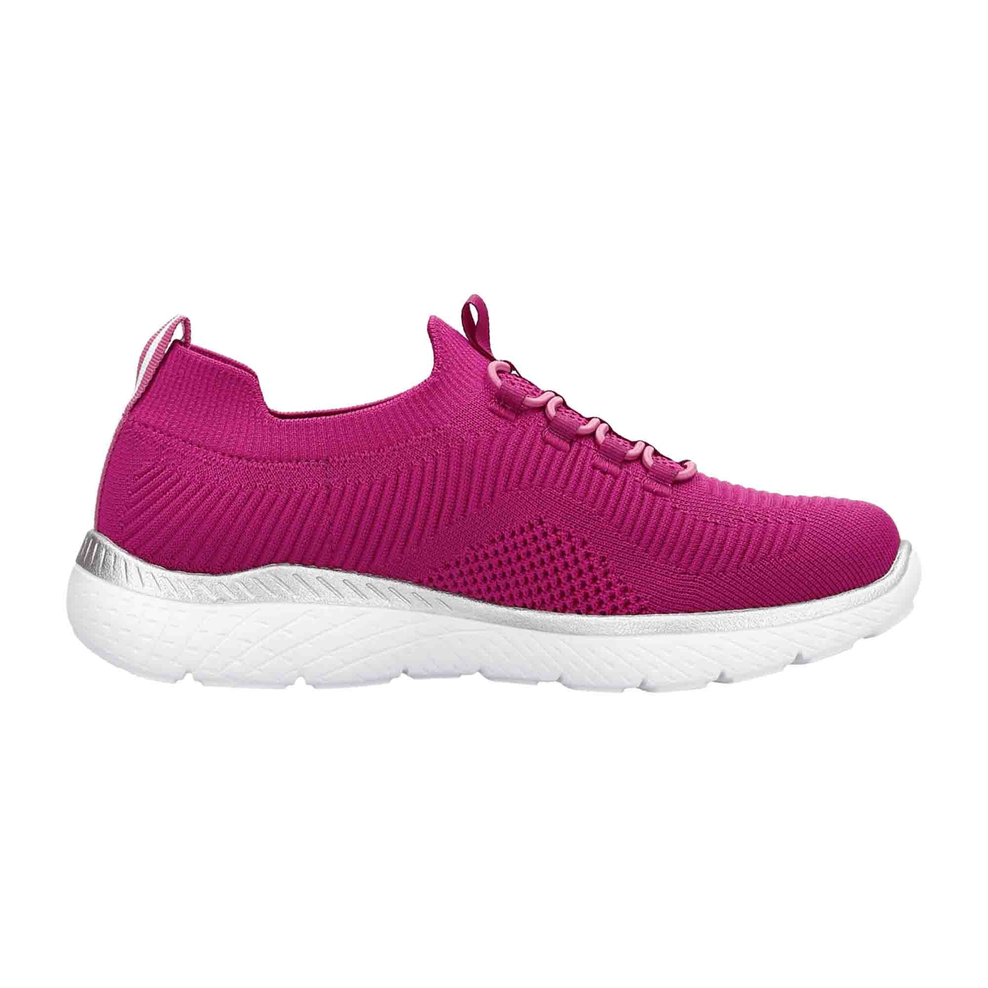 Rieker Women's Pink Knit Slip-On Shoes Comfortable Casual Flat Sneakers
