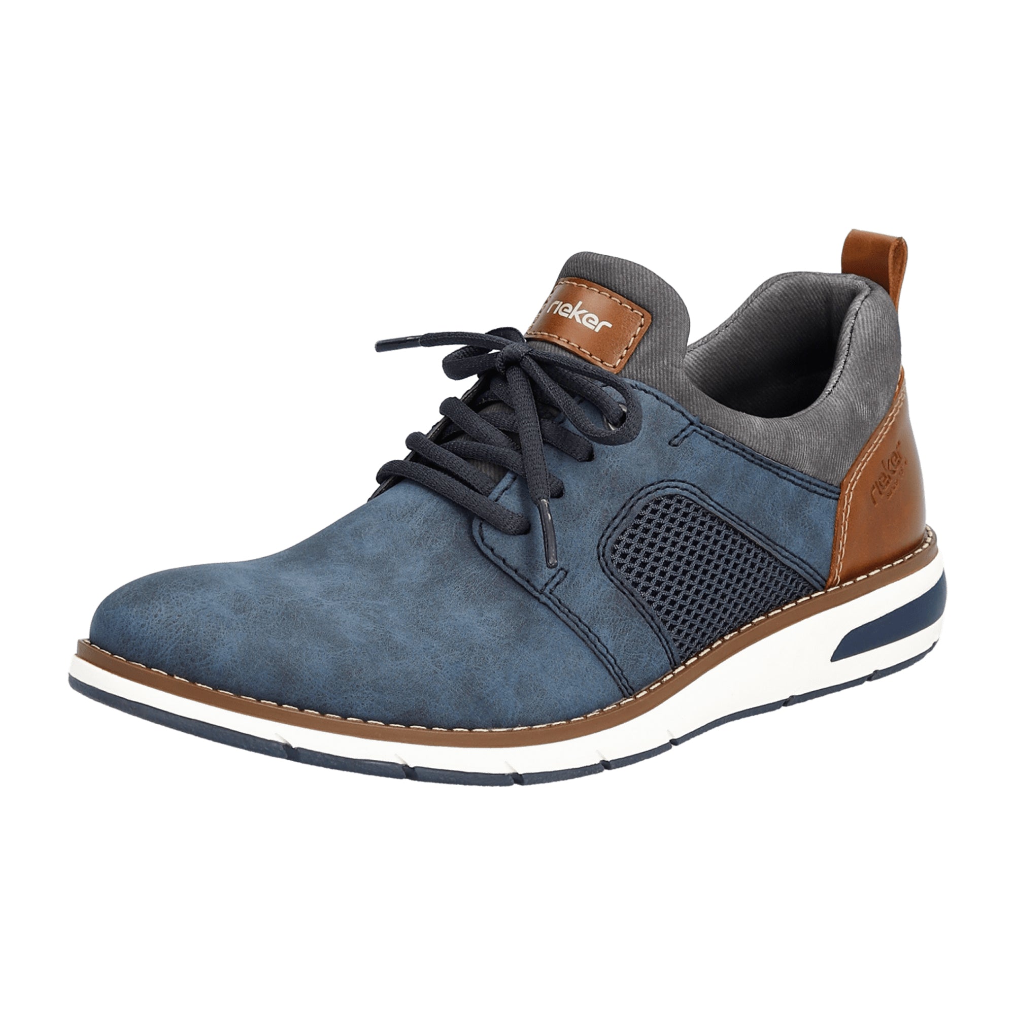 Rieker Men's Blue Casual Shoes Synthetic Leather Textile Lining Normal Width
