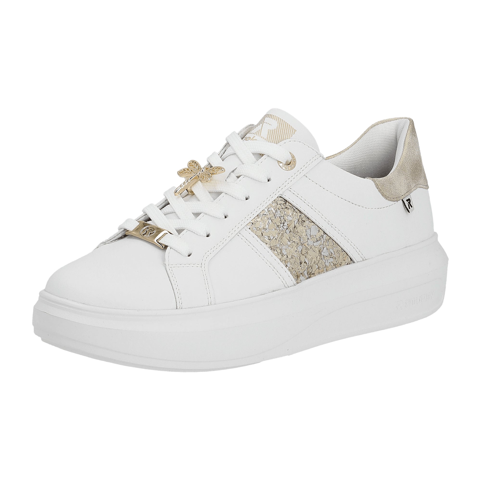 Rieker Manila Women's White Sneakers with Removable Insole and Lace-Up Closure