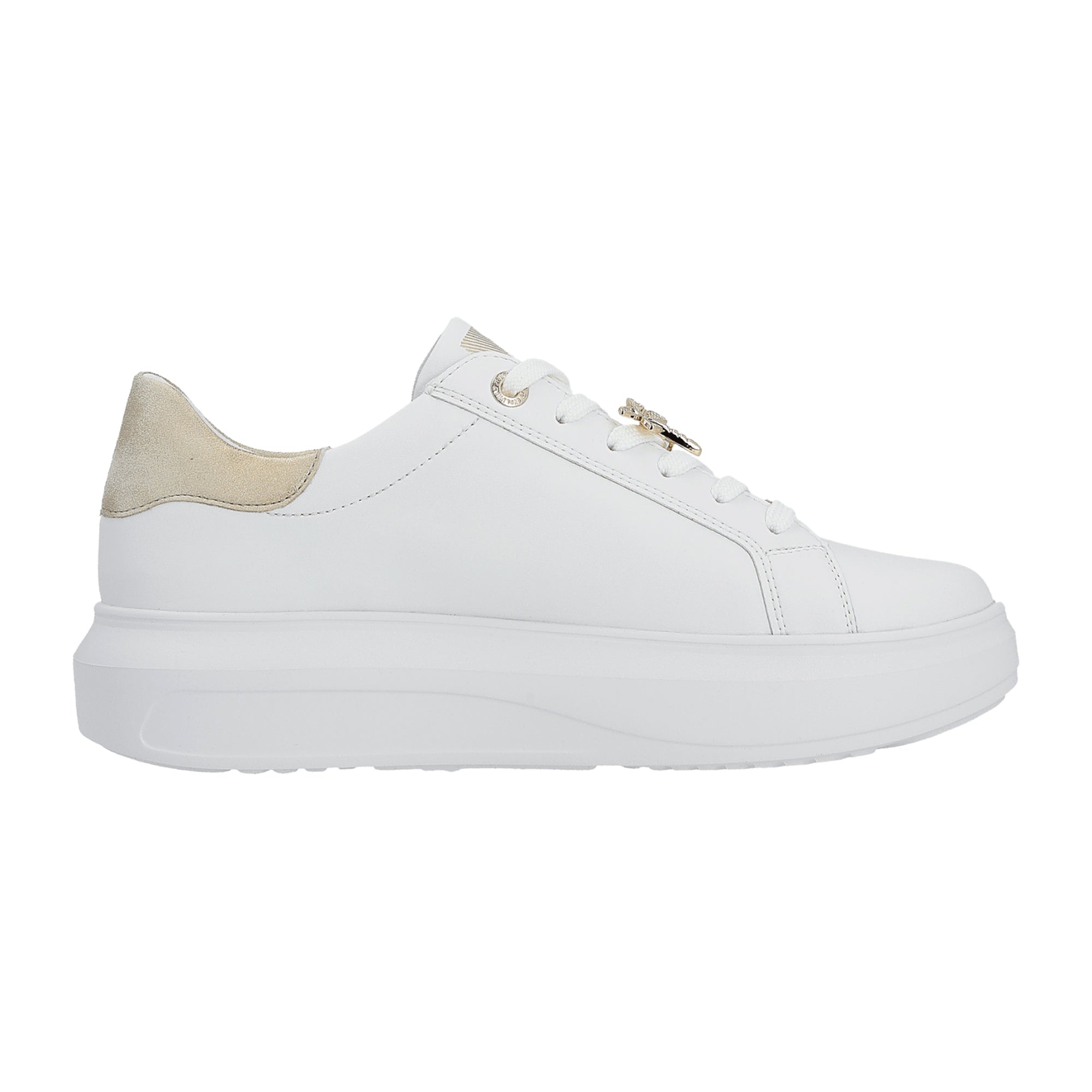 Rieker Manila Women's White Sneakers with Removable Insole and Lace-Up Closure
