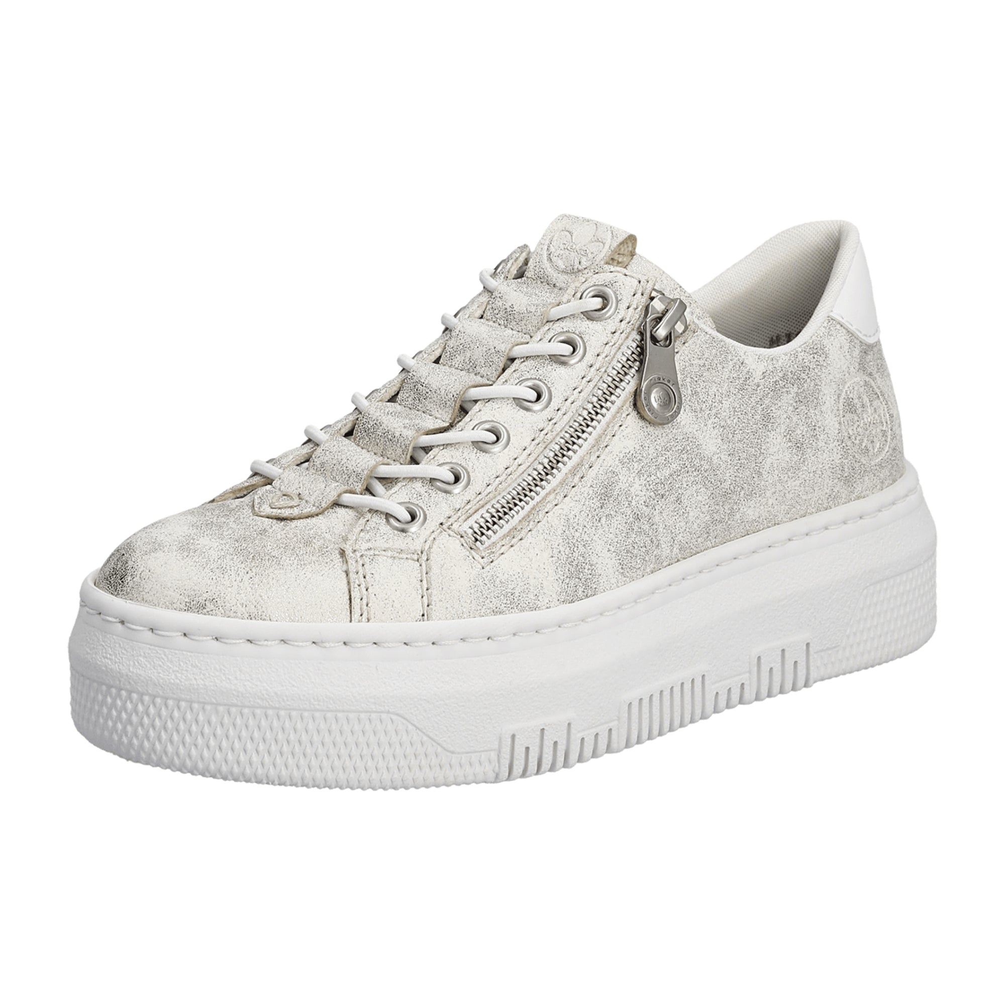 Rieker Women's White Casual Shoes with Round Toe and Lace-Up Closure