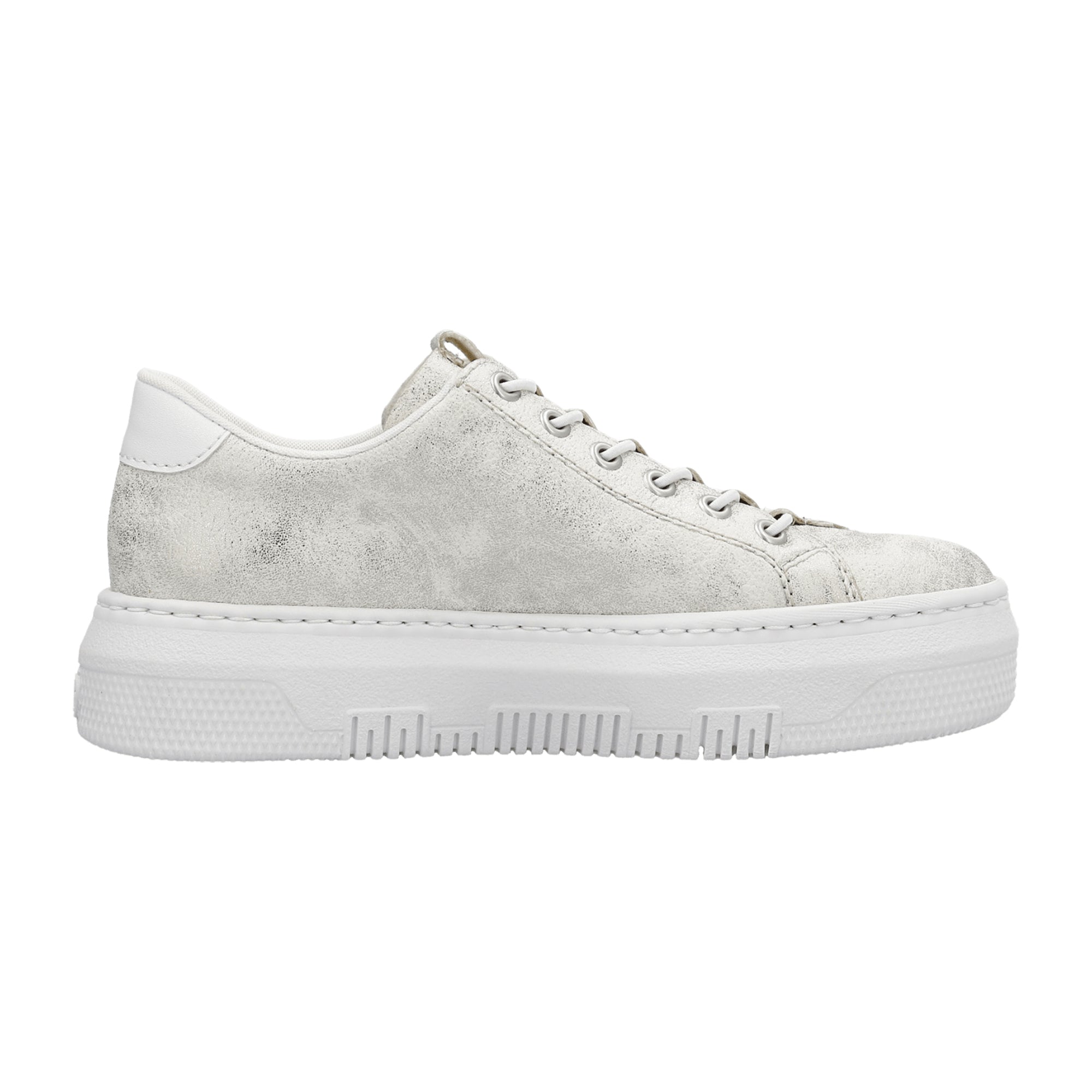 Rieker Women's White Casual Shoes with Round Toe and Lace-Up Closure