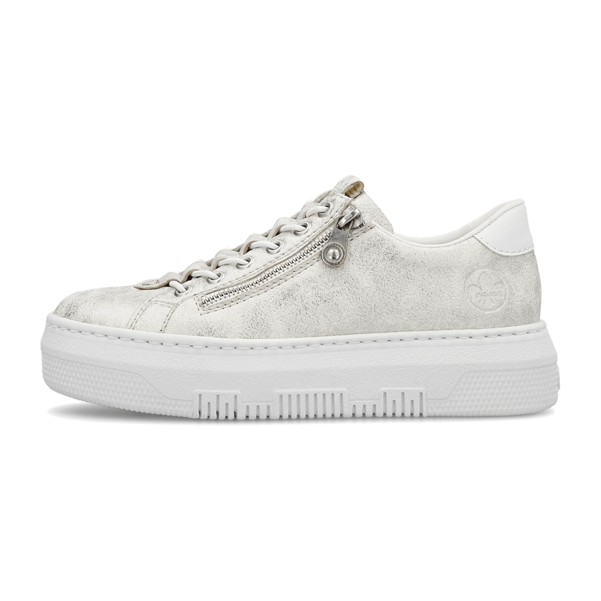 Rieker Women's White Casual Shoes with Round Toe and Lace-Up Closure