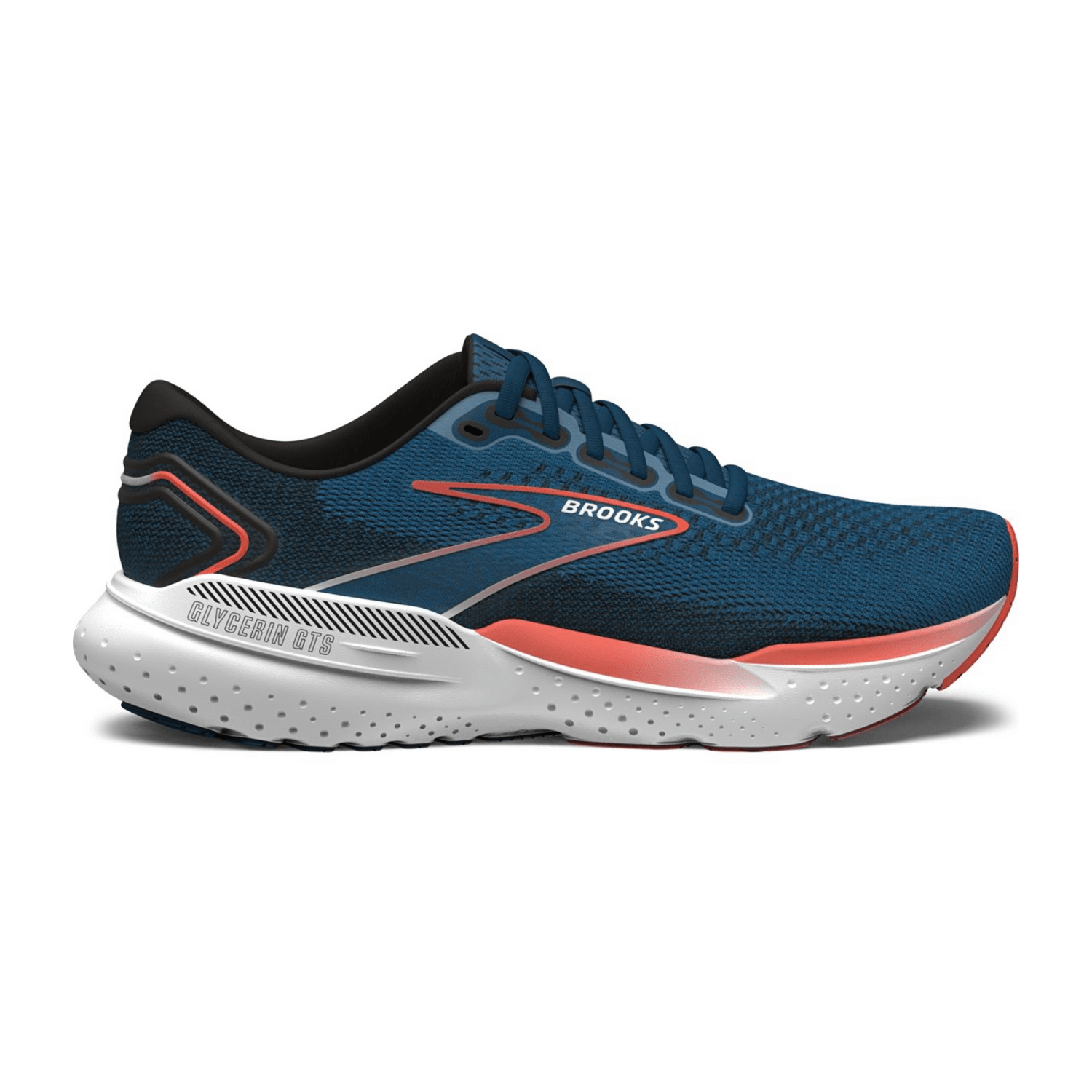 Brooks Glycerin GTS 21 Men's Running Shoes - Blue Opal/Black/Nasturtium - Lace-Up