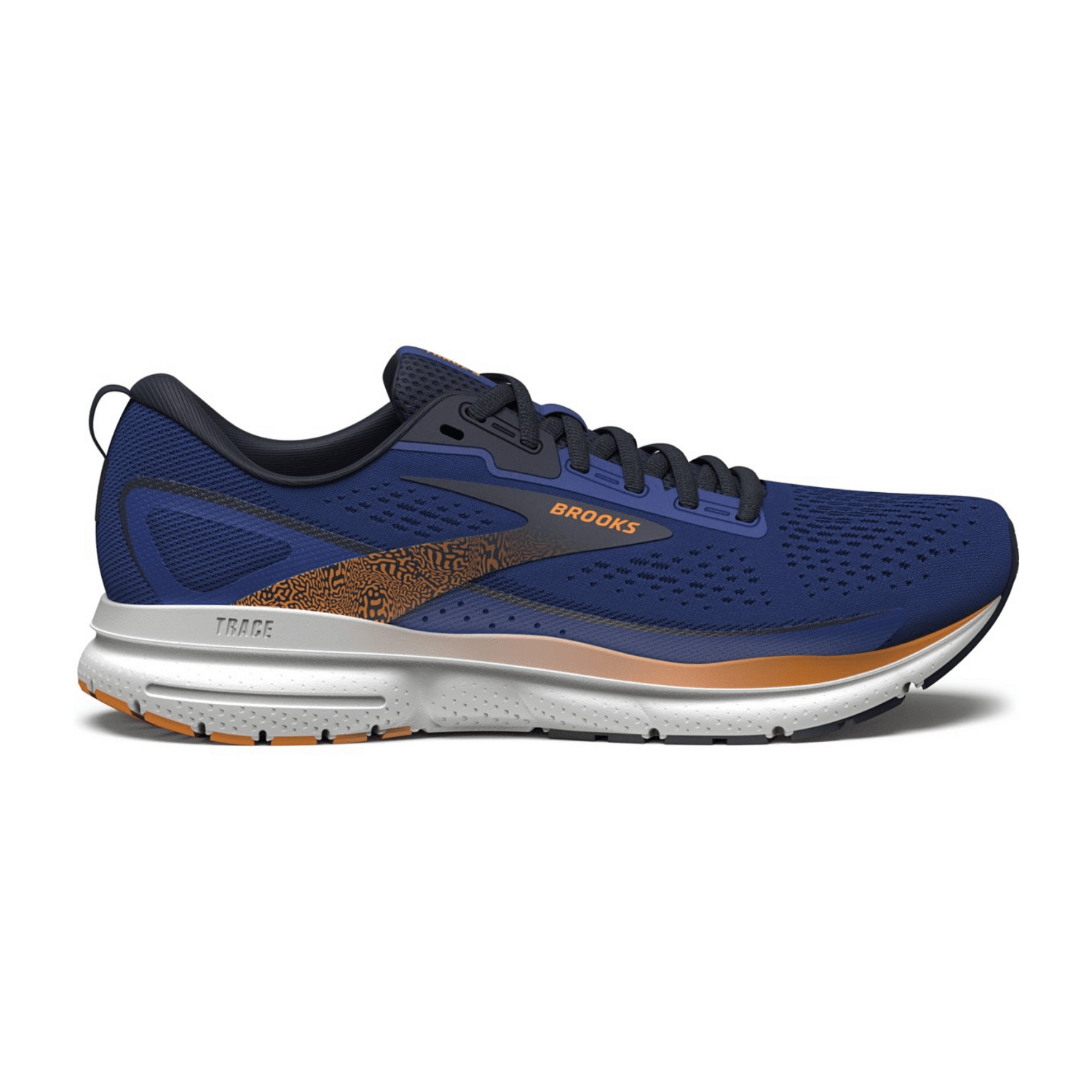 Brooks Trace 3 Men's Sneakers - Blue Lace-Up Shoes with Leather Upper, Rubber Sole, and Textile Lining