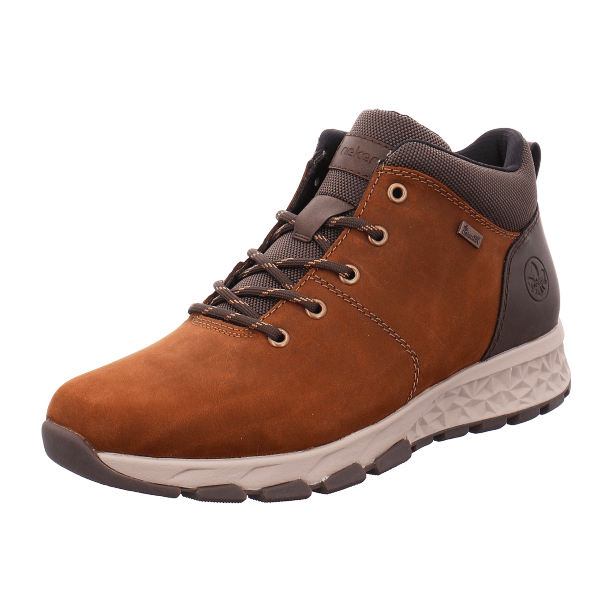 Rieker B6740-22 Women's Brown Nubuck Leather Lace-Up Ankle Boots Waterproof