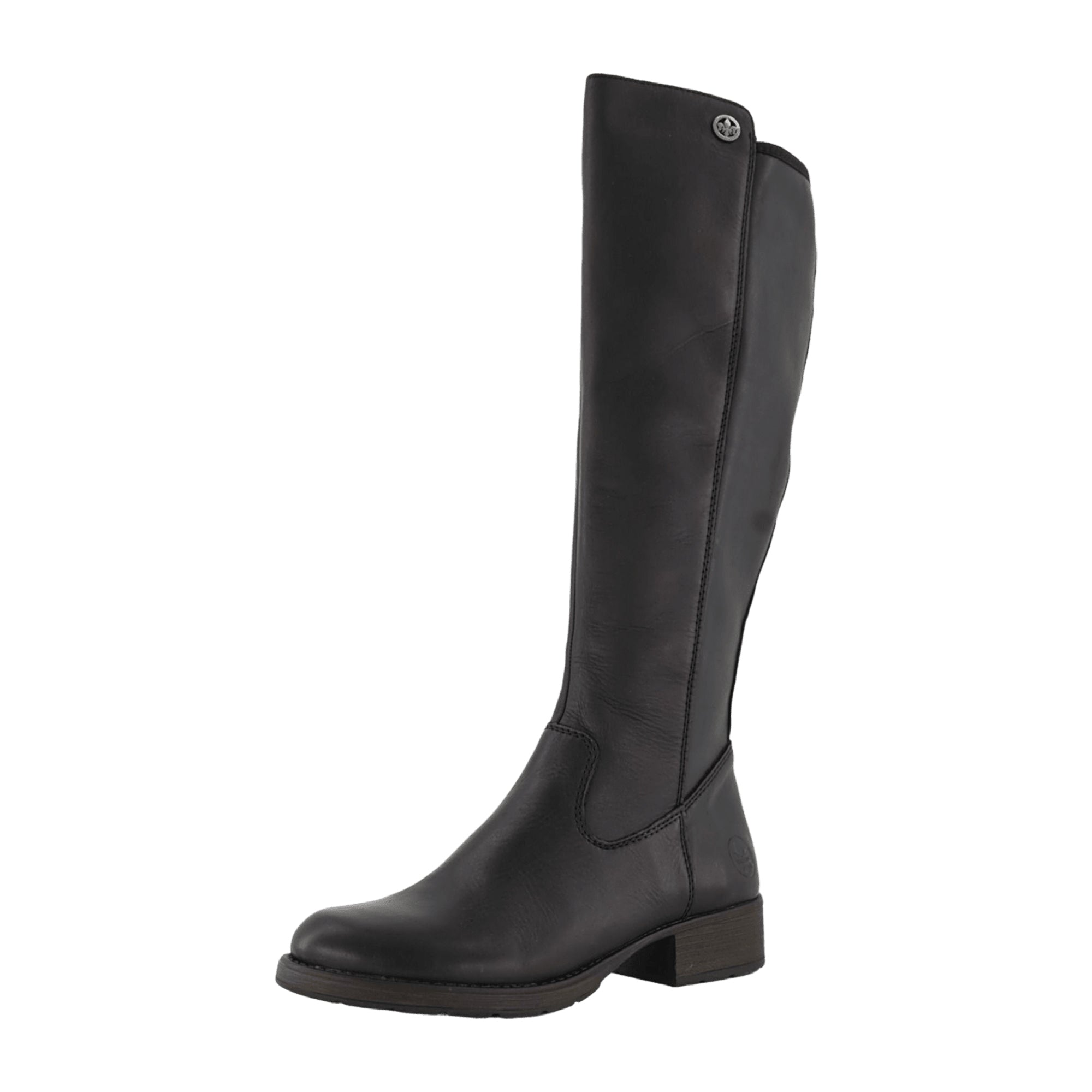 Rieker Z9591-01 Women's Black Leather Winter Boots with Low Heel