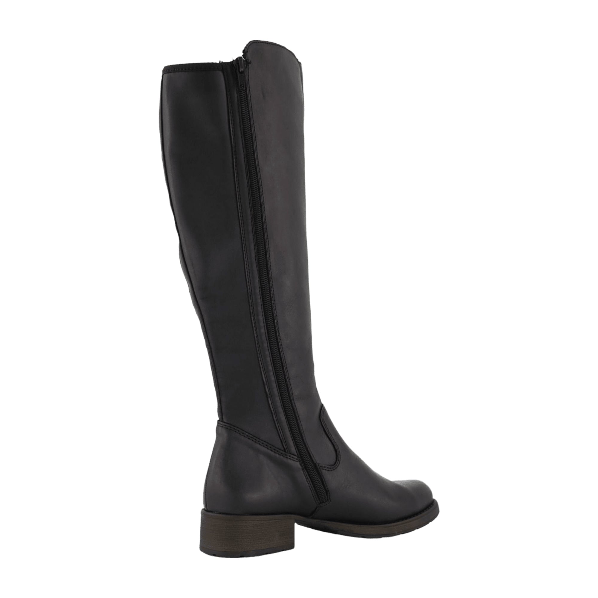 Rieker Z9591-01 Women's Black Leather Winter Boots with Low Heel
