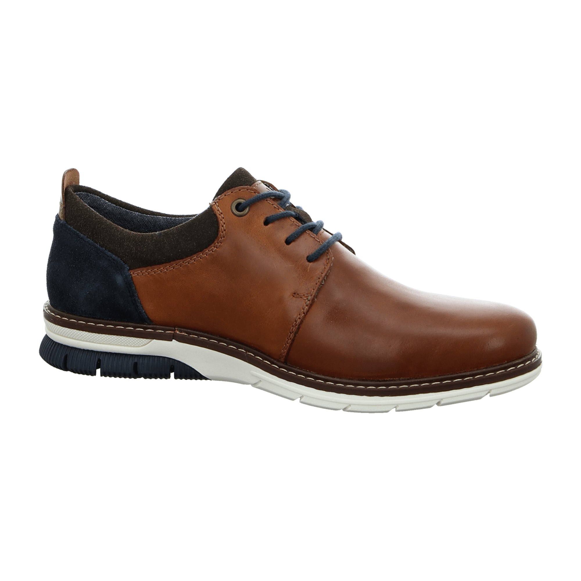 Rieker Men's Brown Leather Lace-Up Shoes Comfortable Flat Casual Footwear