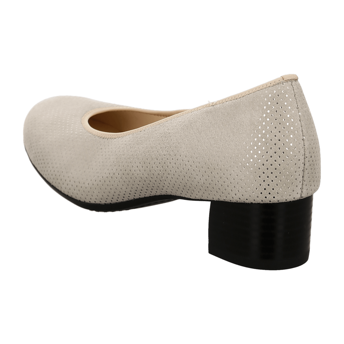ARA Vicenza Women's Pumps in Beige Velvet Leather with Round Toe and Leather Lining
