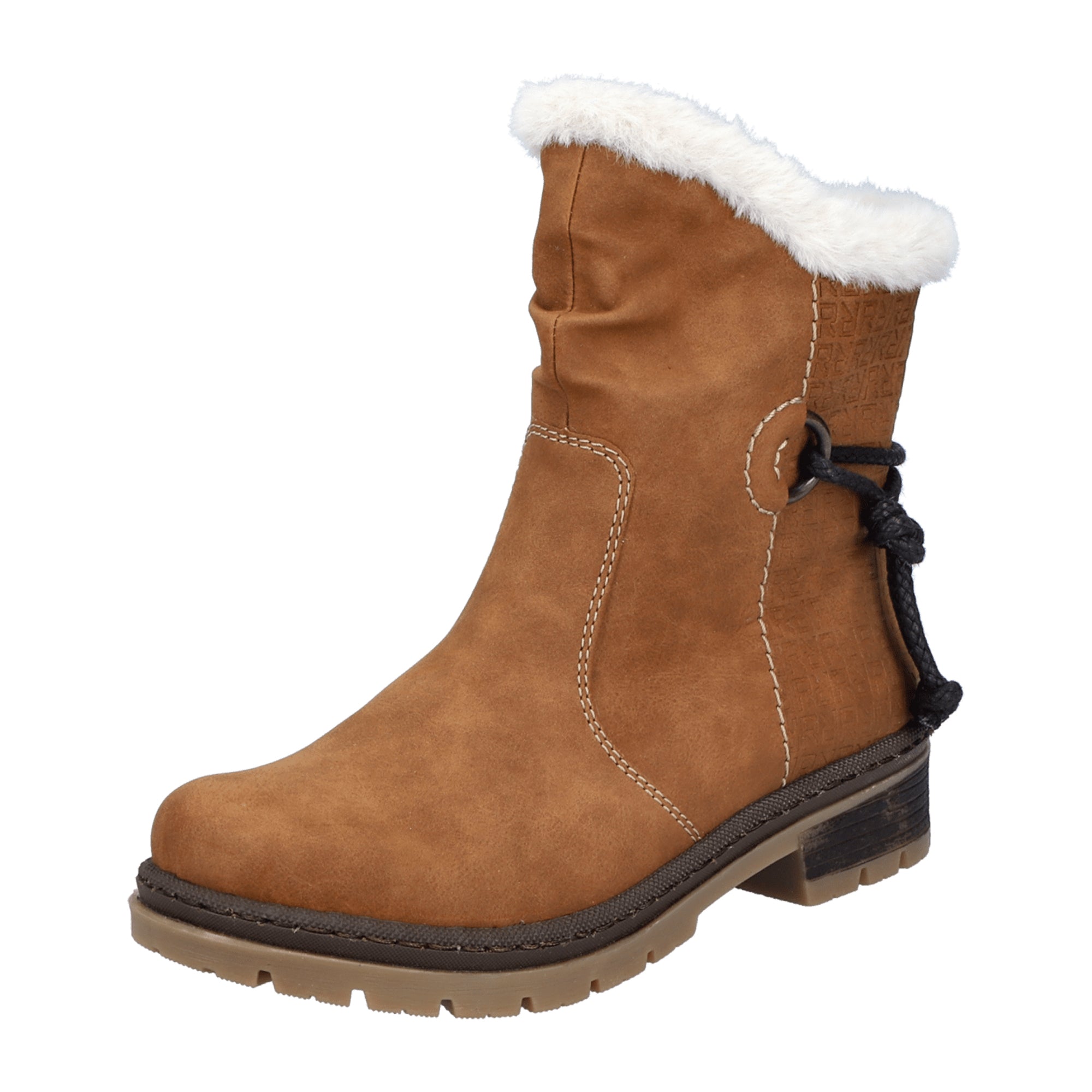 Rieker Y7470-24 Women's Brown Ankle Boots with Warm Lining and Zip Closure
