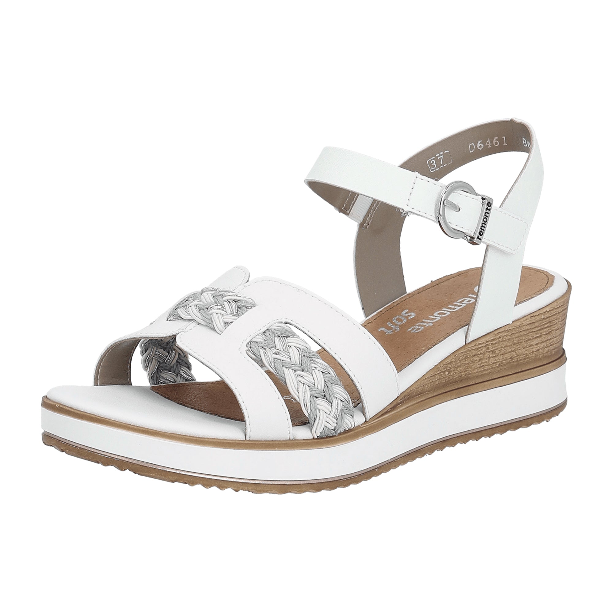 Remonte D6461 Women's White Leather Wedge Heel Shoes Spring Summer Collection
