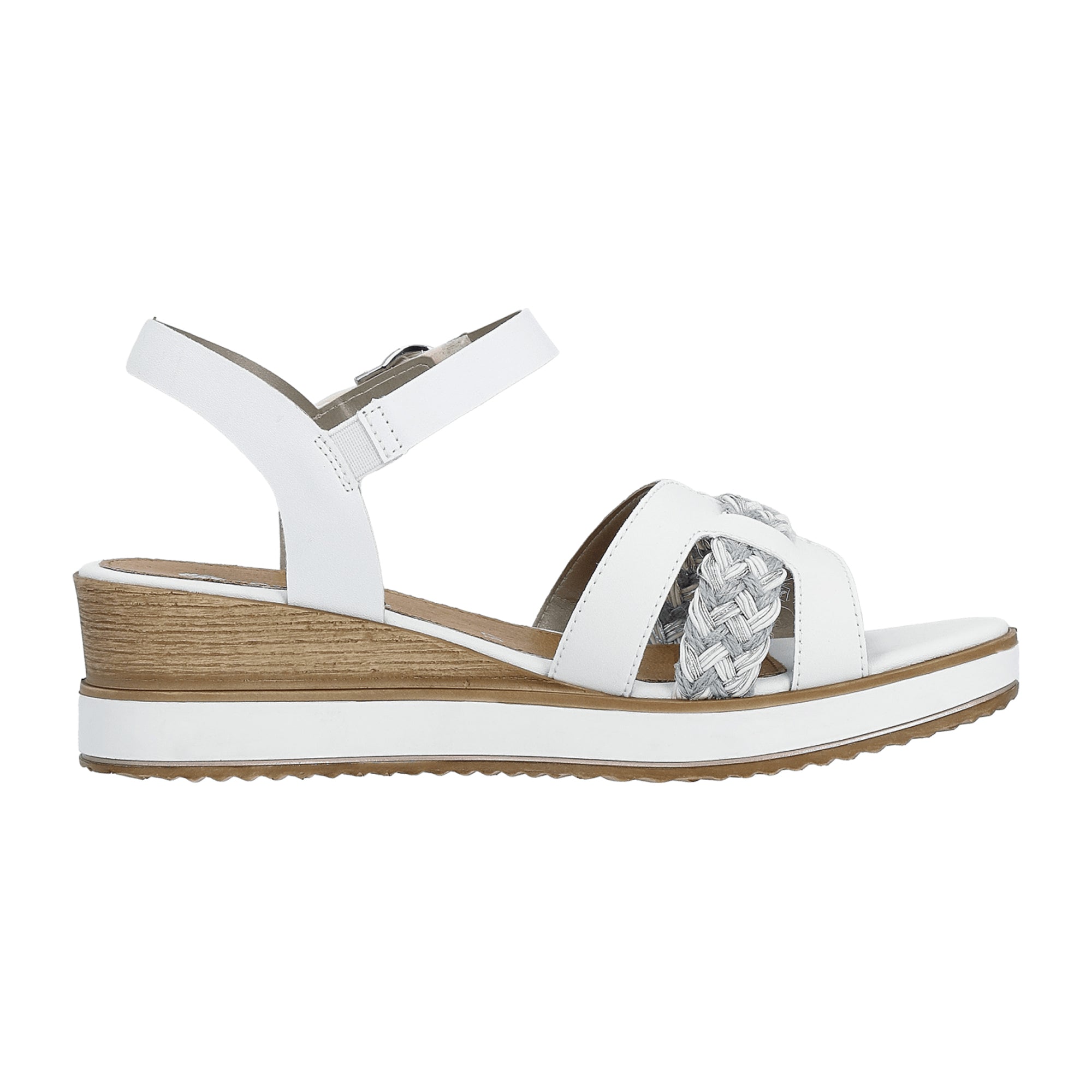 Remonte D6461 Women's White Leather Wedge Heel Shoes Spring Summer Collection