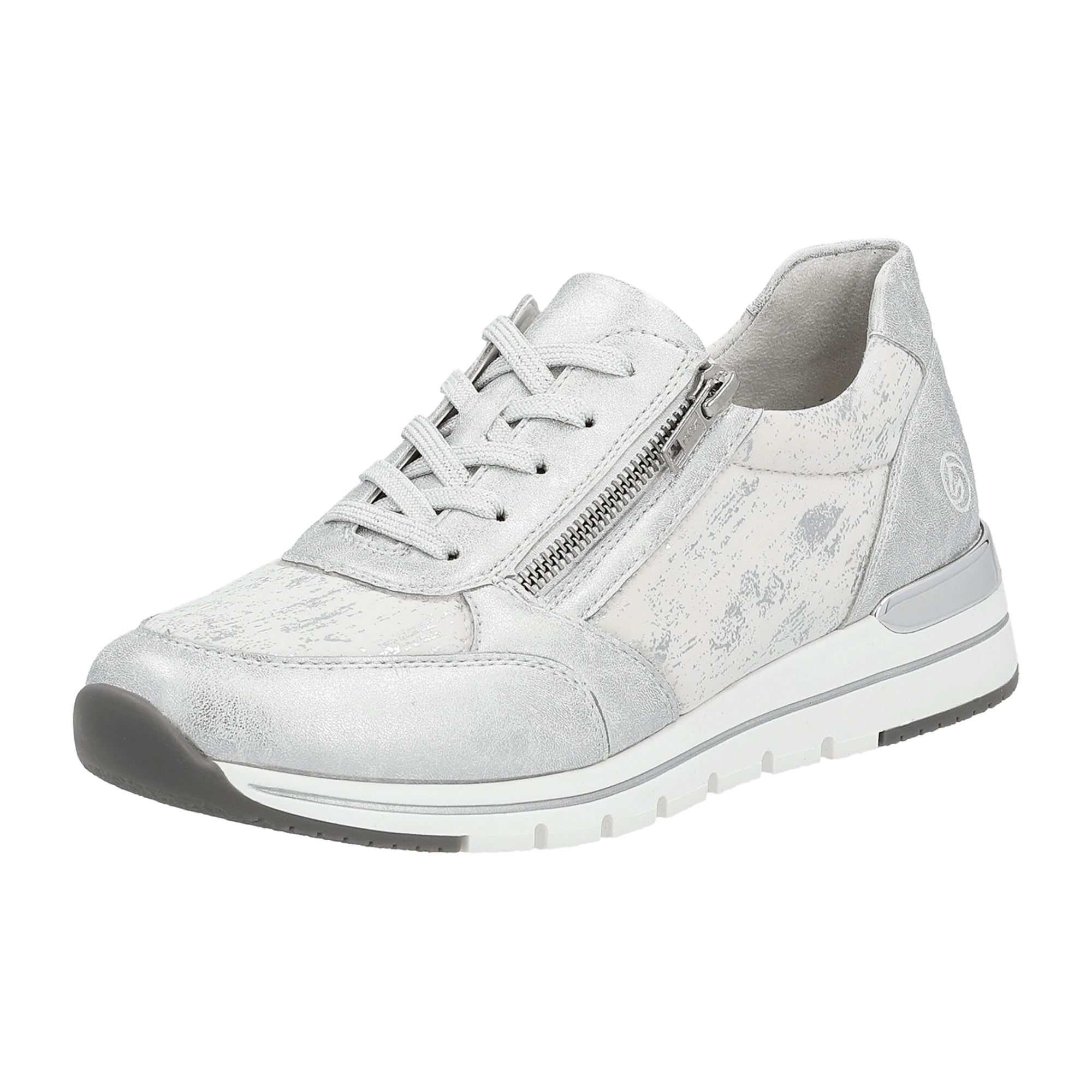 Remonte R670091 Silver Women's Shoes with Zip and Lace-Up Closure