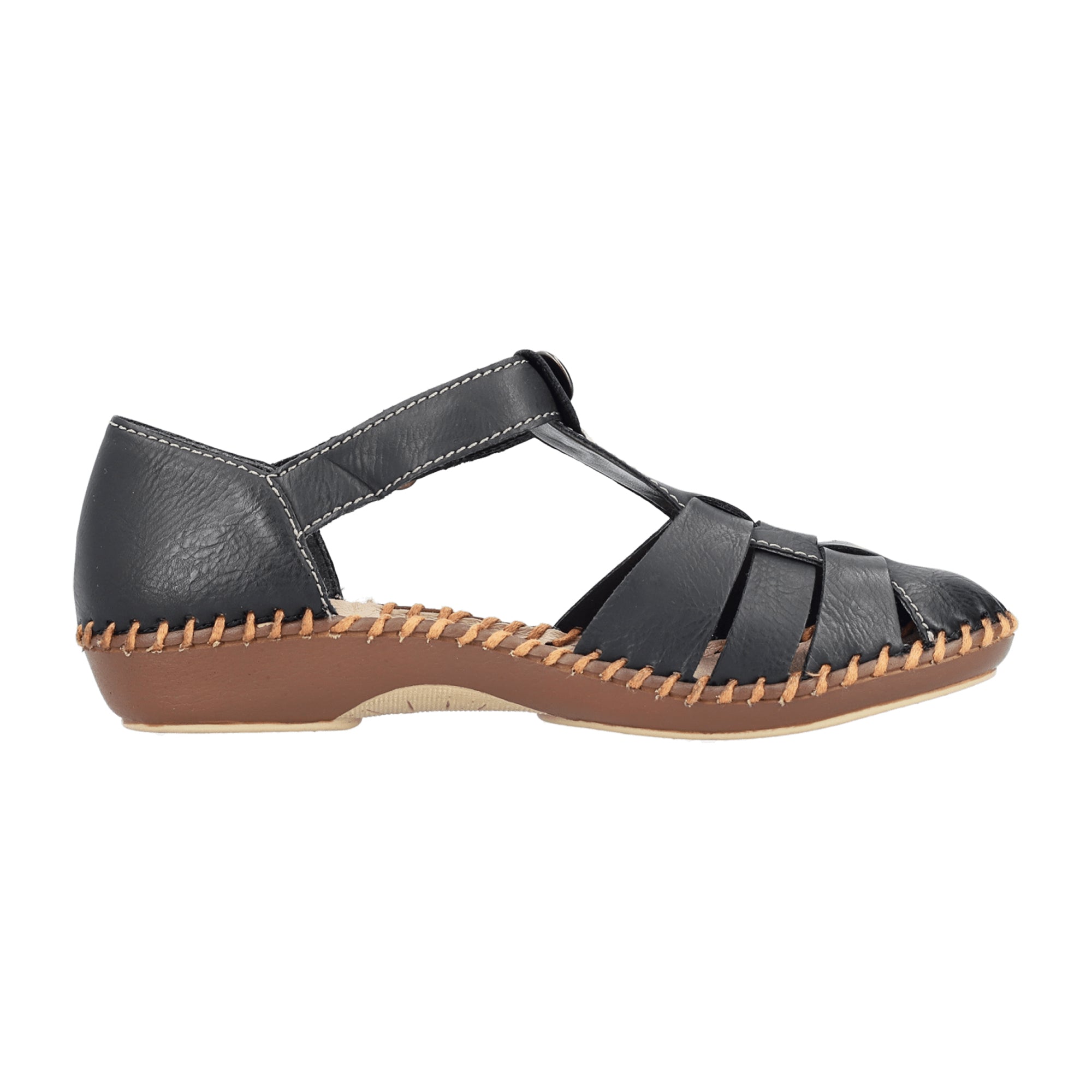 Rieker Eagle Women's Black Slip-On Flat Shoes with PU Sole