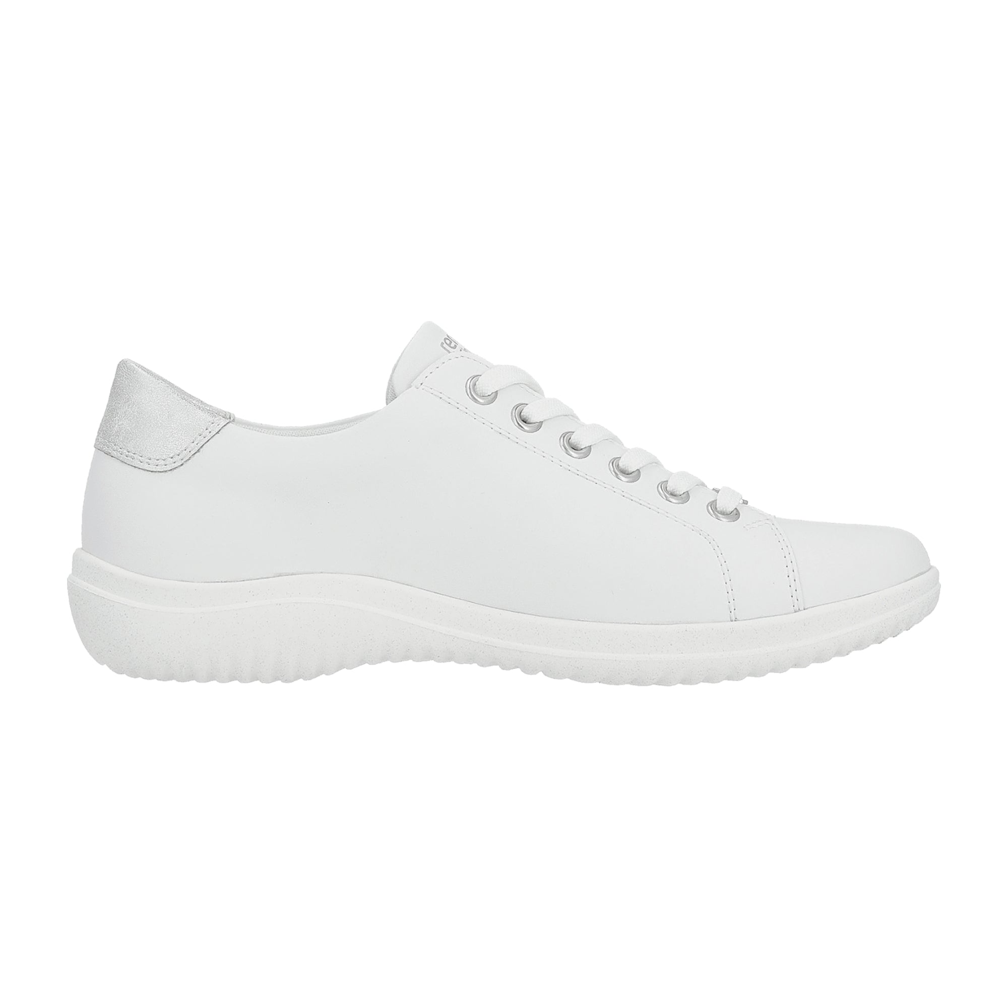 Remonte Women's White Leather Casual Shoes with Zip and Lace Closure