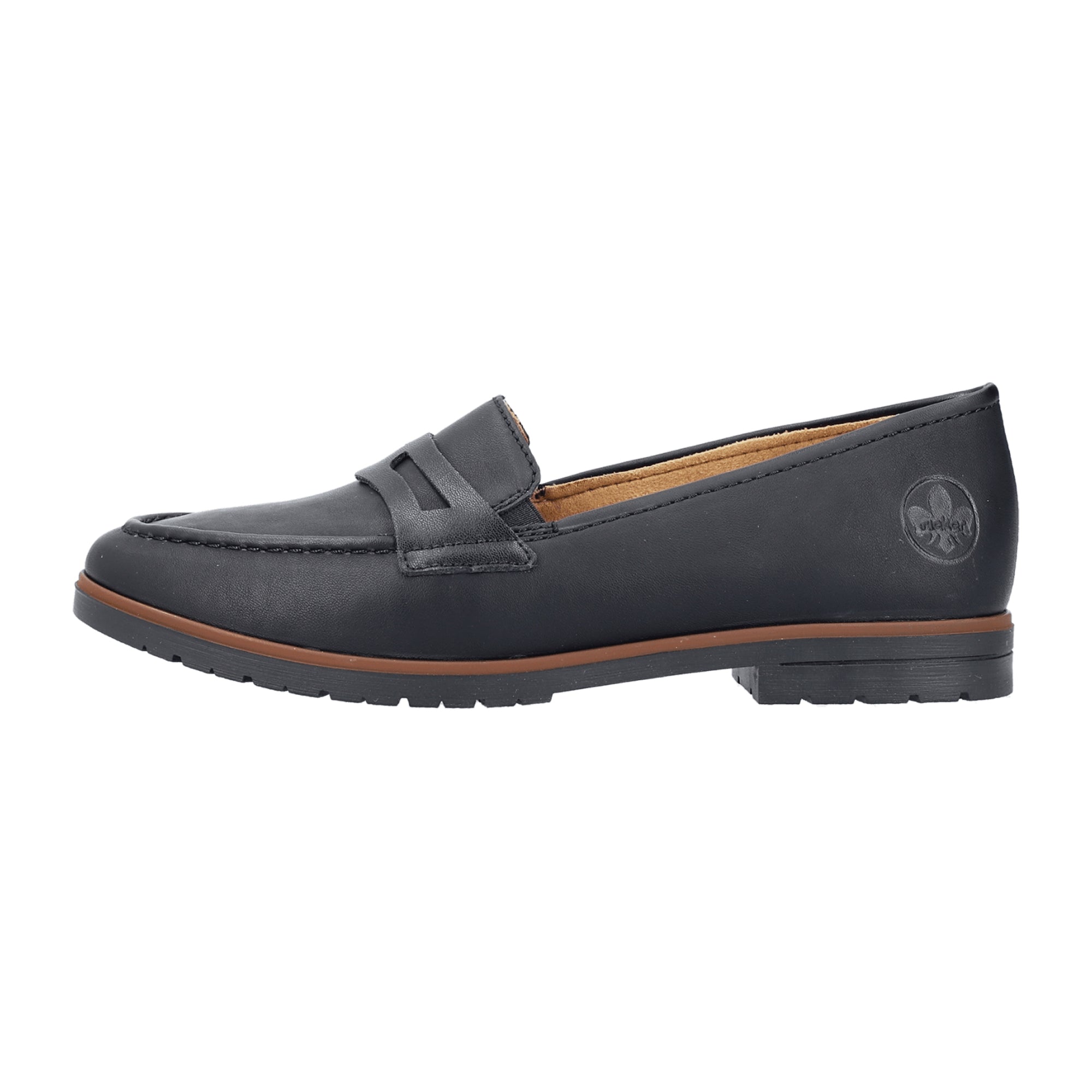 Rieker Women's Black Slip-On Shoes Synthetic Leather Flat Heel 45300-00 - Bartel-Shop
