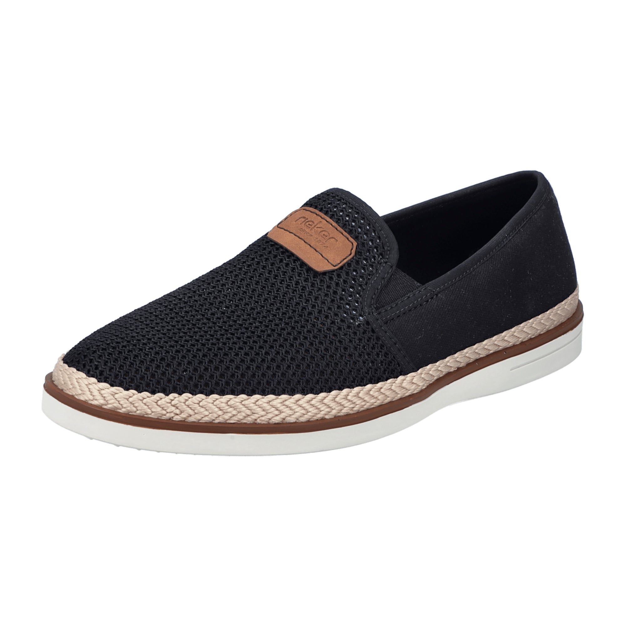 Rieker Men's Casual Slip-On Shoes Black Textile Upper Leather Insole