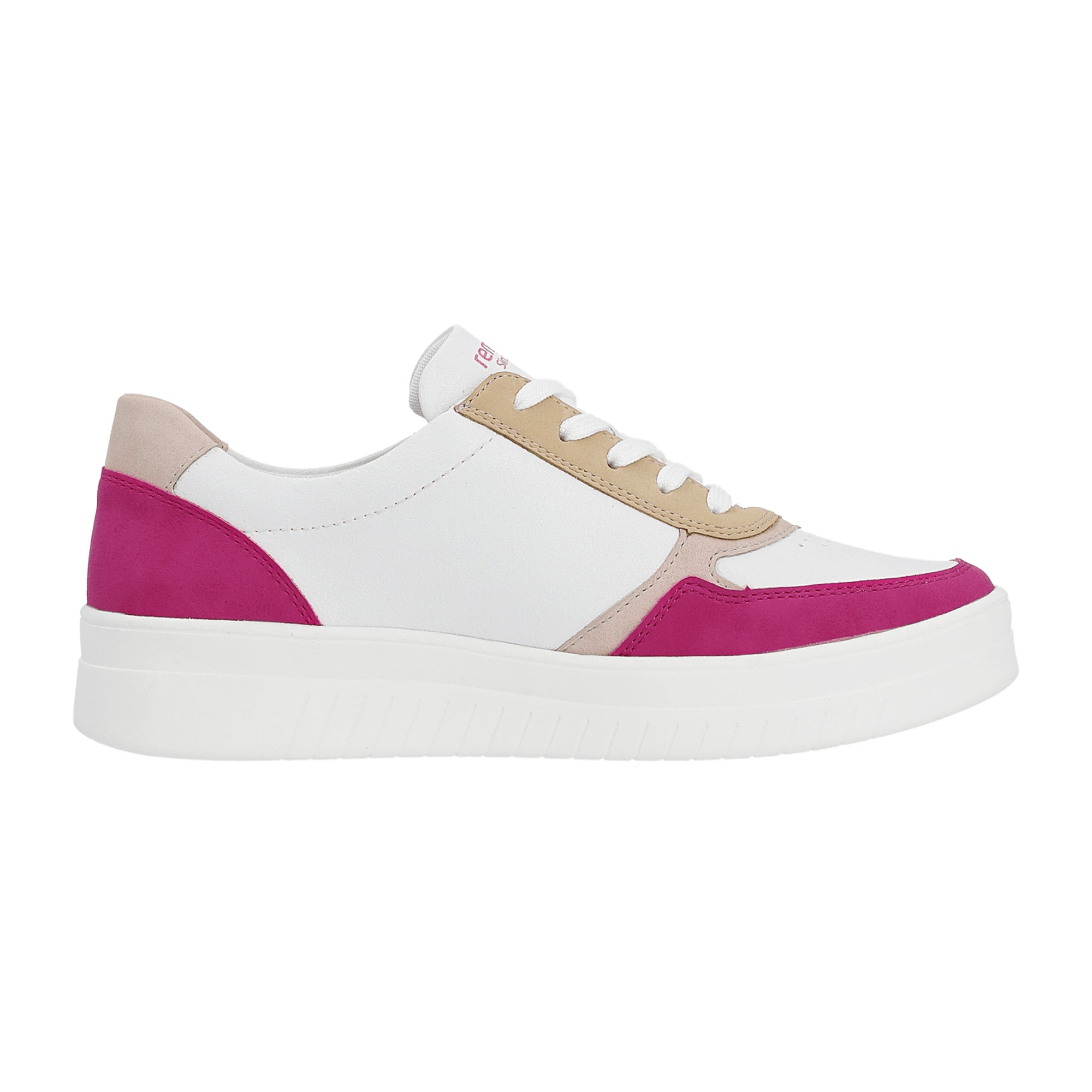 Remonte White Leather Women's Shoes with Laces and Flat Heel
