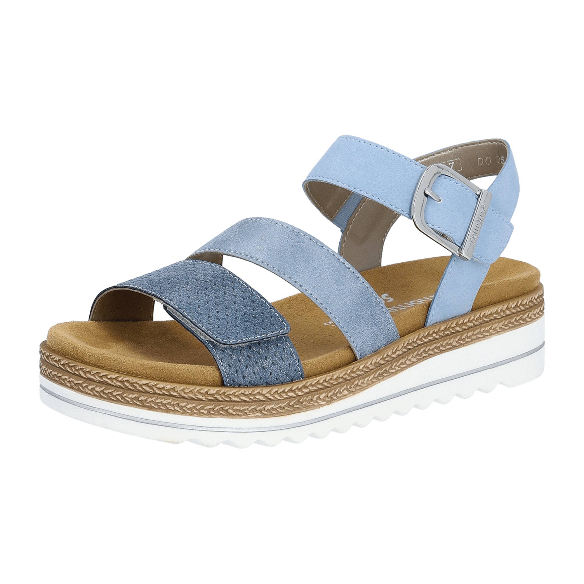 Remonte Women's Blue Sandals with Removable Insole and Velcro Closure