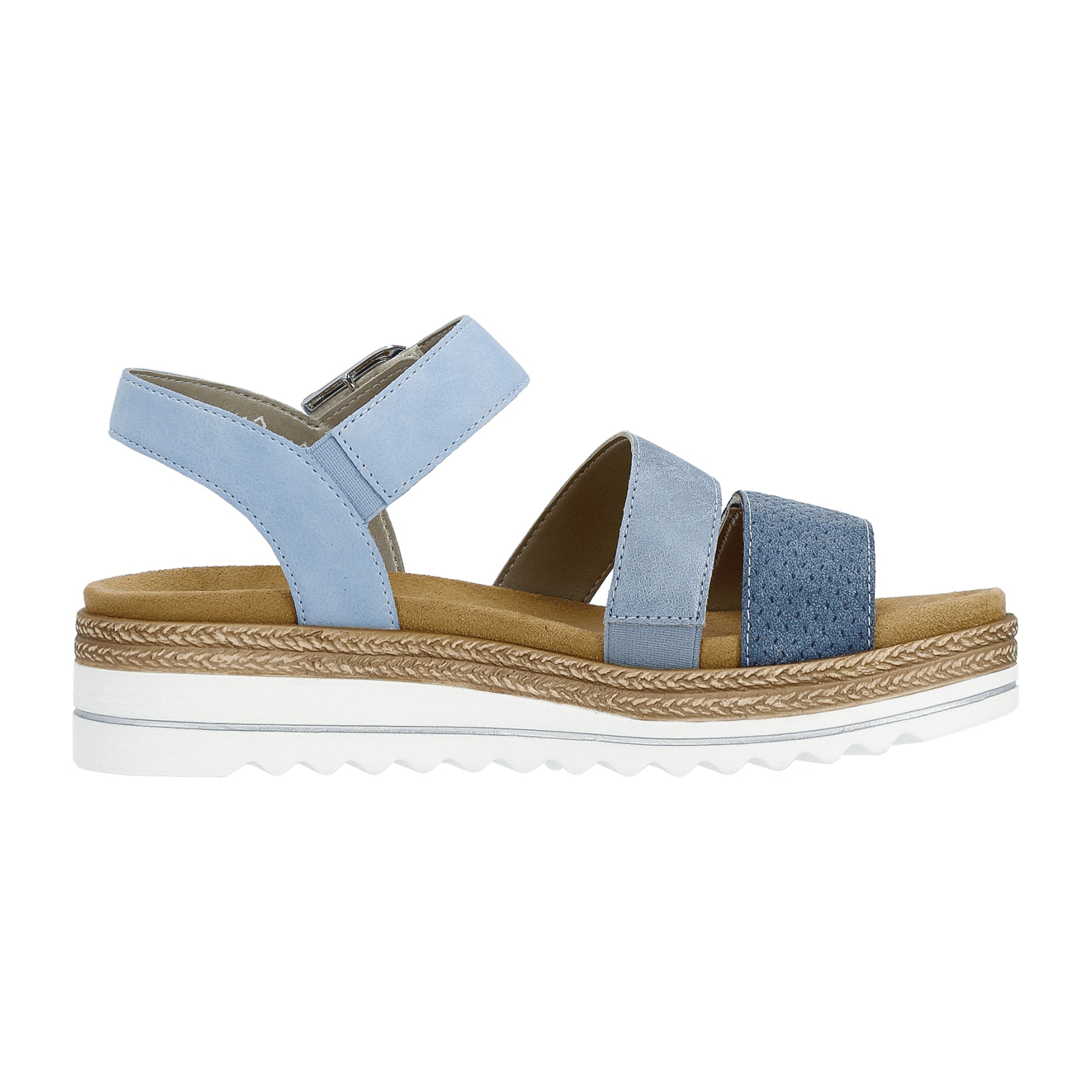 Remonte Women's Blue Sandals with Removable Insole and Velcro Closure