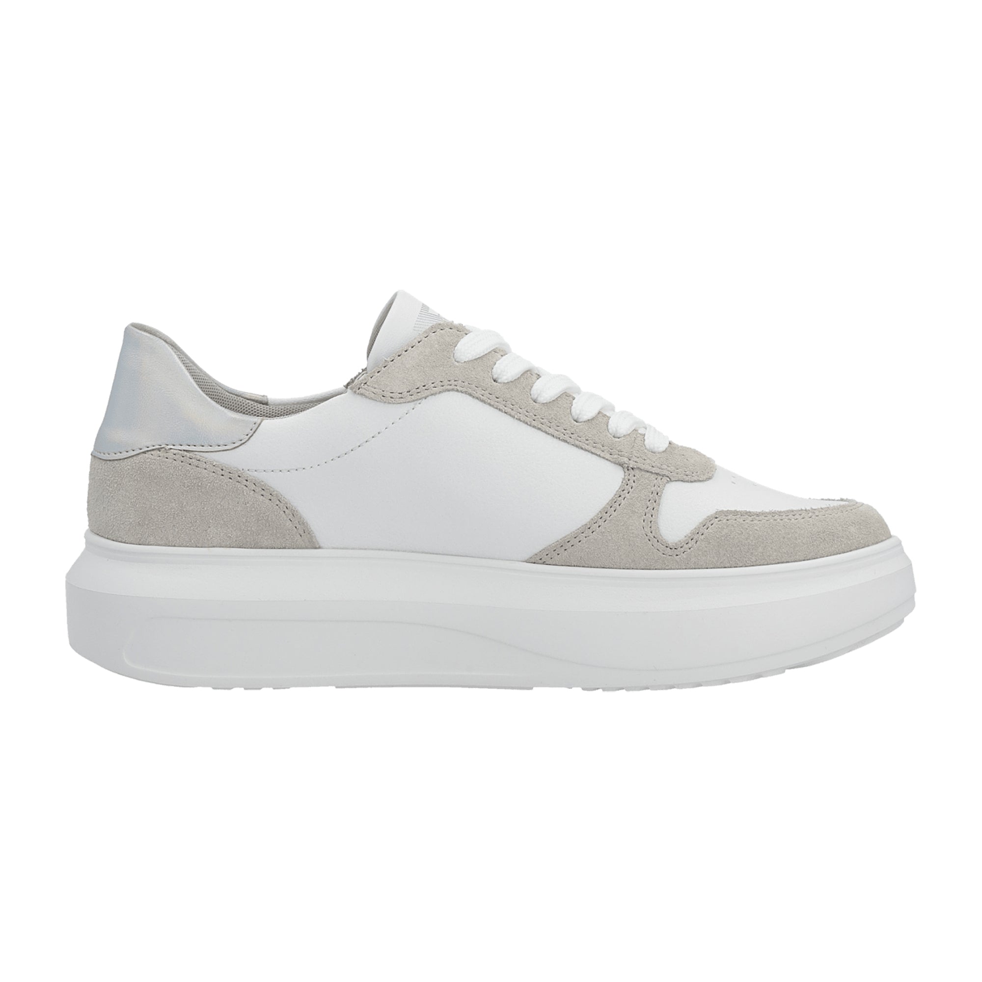 Rieker FSK Women's White Casual Shoes, Leather Upper, Flat Heel