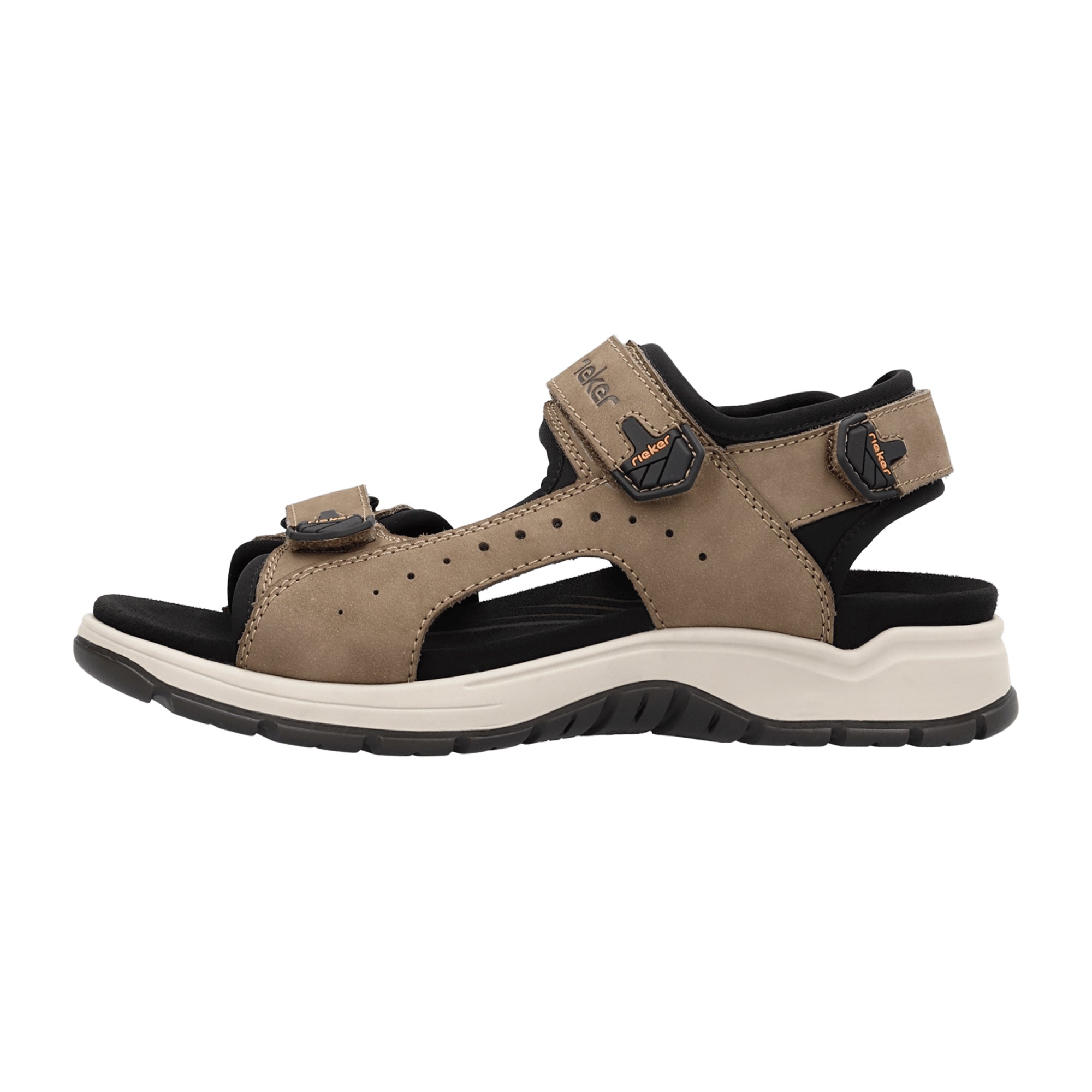 Rieker Men's Brown Leather Textile Sandals Comfortable Summer Footwear