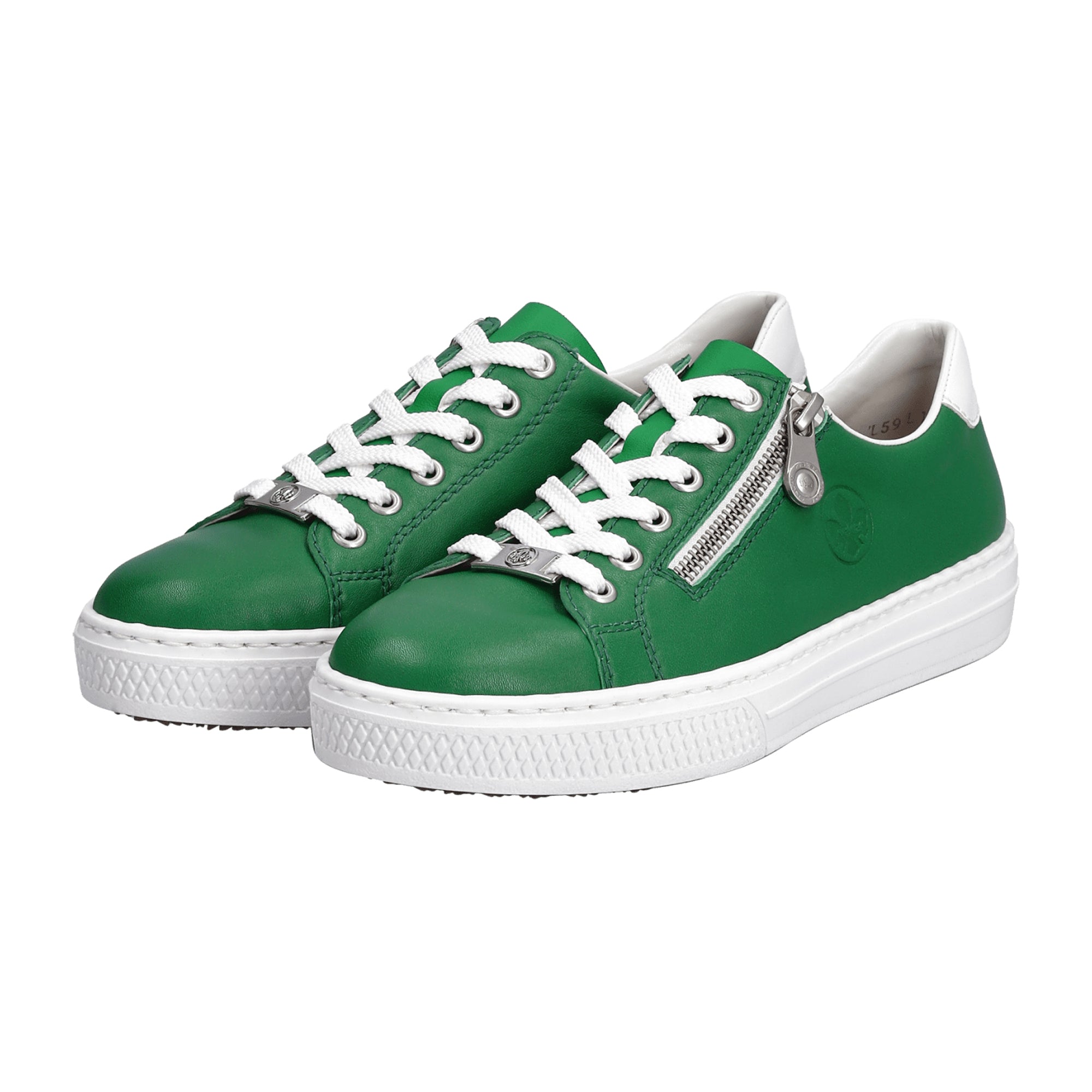 Rieker Green Women's Lace-Up Shoes with Removable Insole and Zip Closure