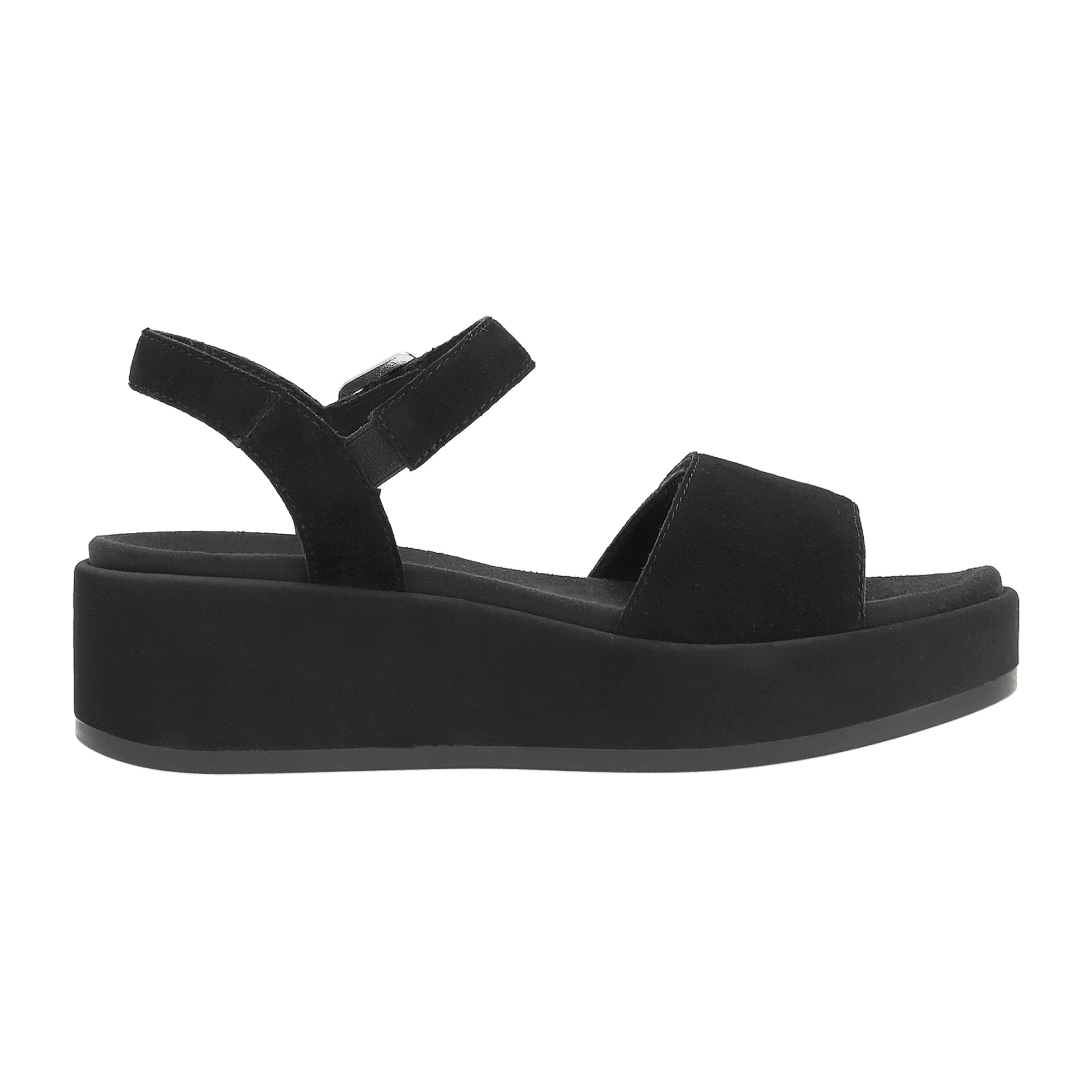 Remonte D1N50-00 Black Goatsuede Women's Shoes with Wedge Heel