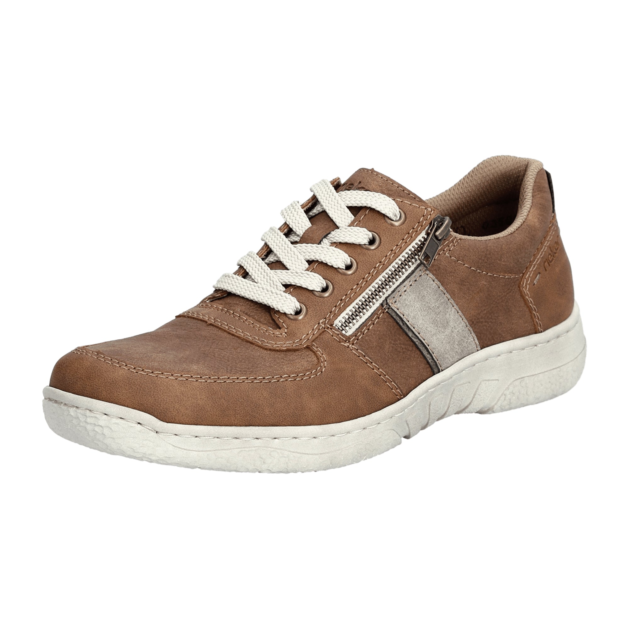 Rieker Brown Men's Casual Shoes with Removable Insole and Zipper Closu
