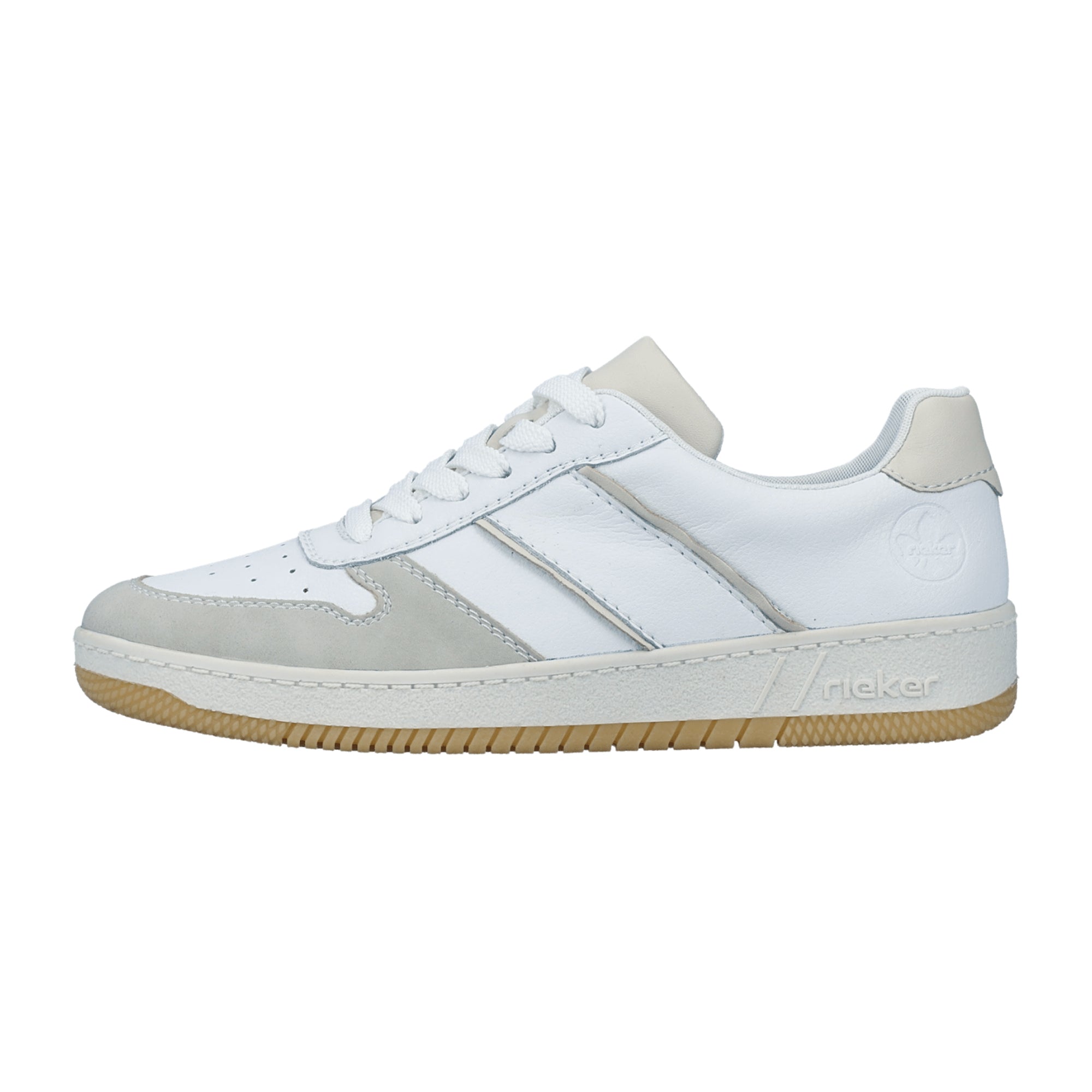 Rieker FSK Women's White Leather Shoes Flat Heel Comfortable Casual Footwear - Bartel-Shop