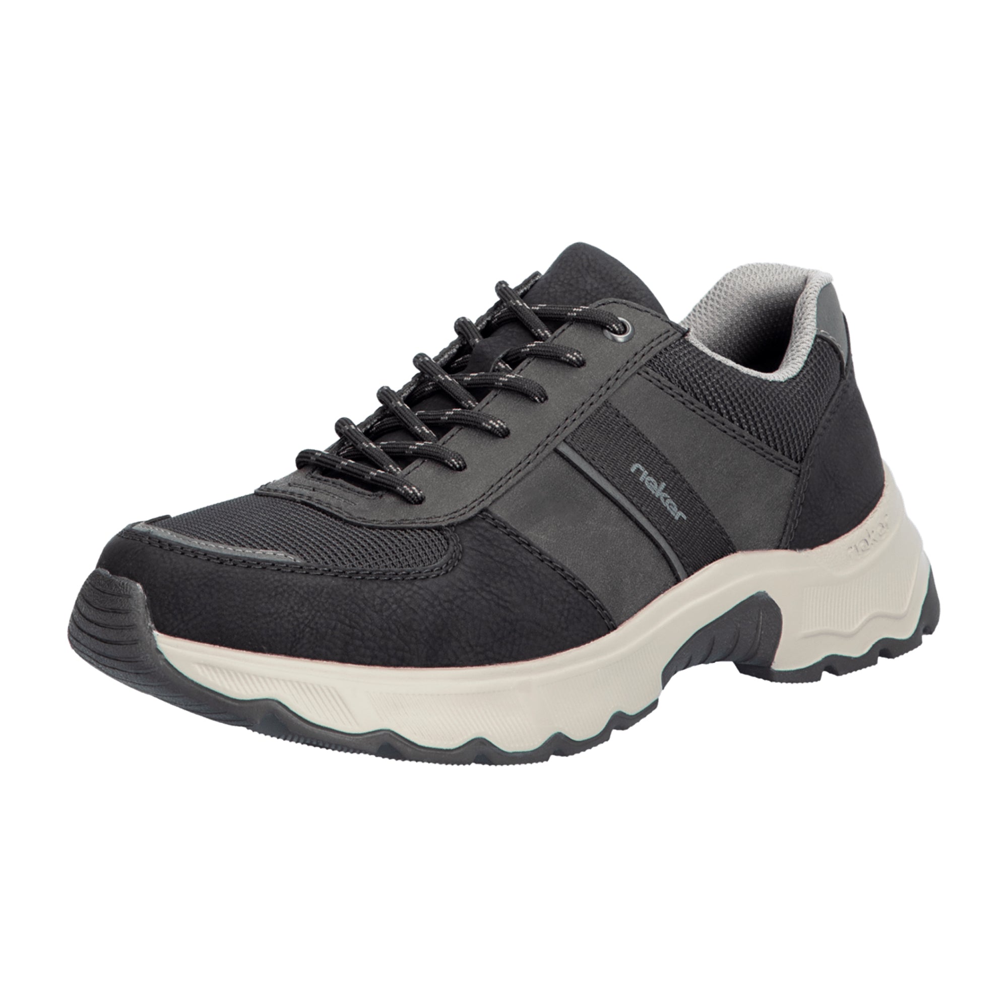 Rieker 11401 Black Men's Shoes Faux Leather Flat Heel Comfortable Casual