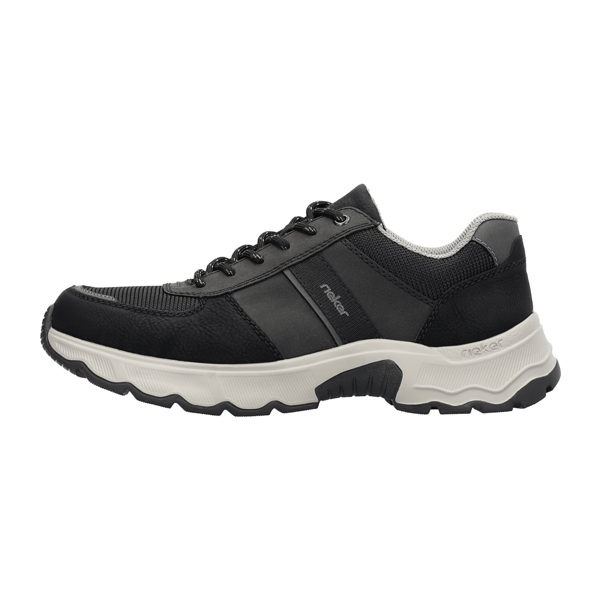 Rieker 11401 Black Men's Shoes Faux Leather Flat Heel Comfortable Casual