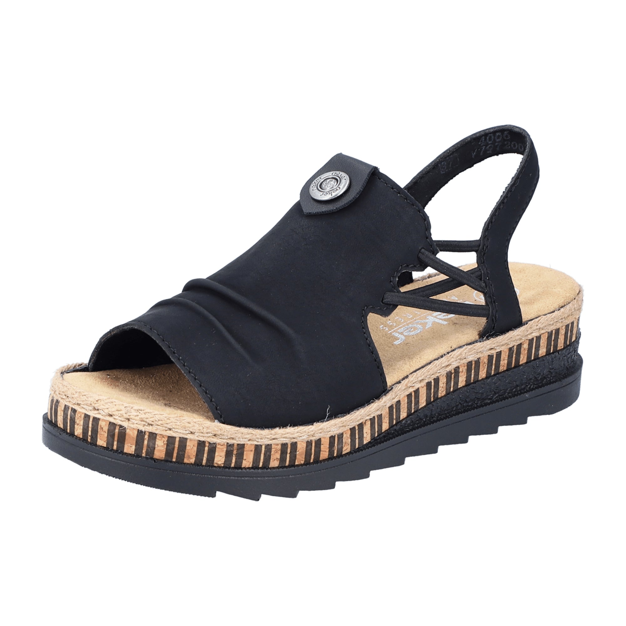 Rieker Nabukino Black Women's Shoes with Flat Heel and Open Toe