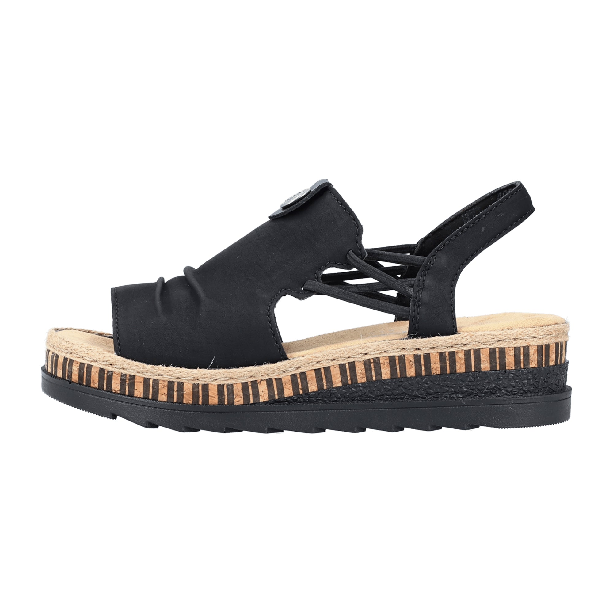 Rieker Nabukino Black Women's Shoes with Flat Heel and Open Toe