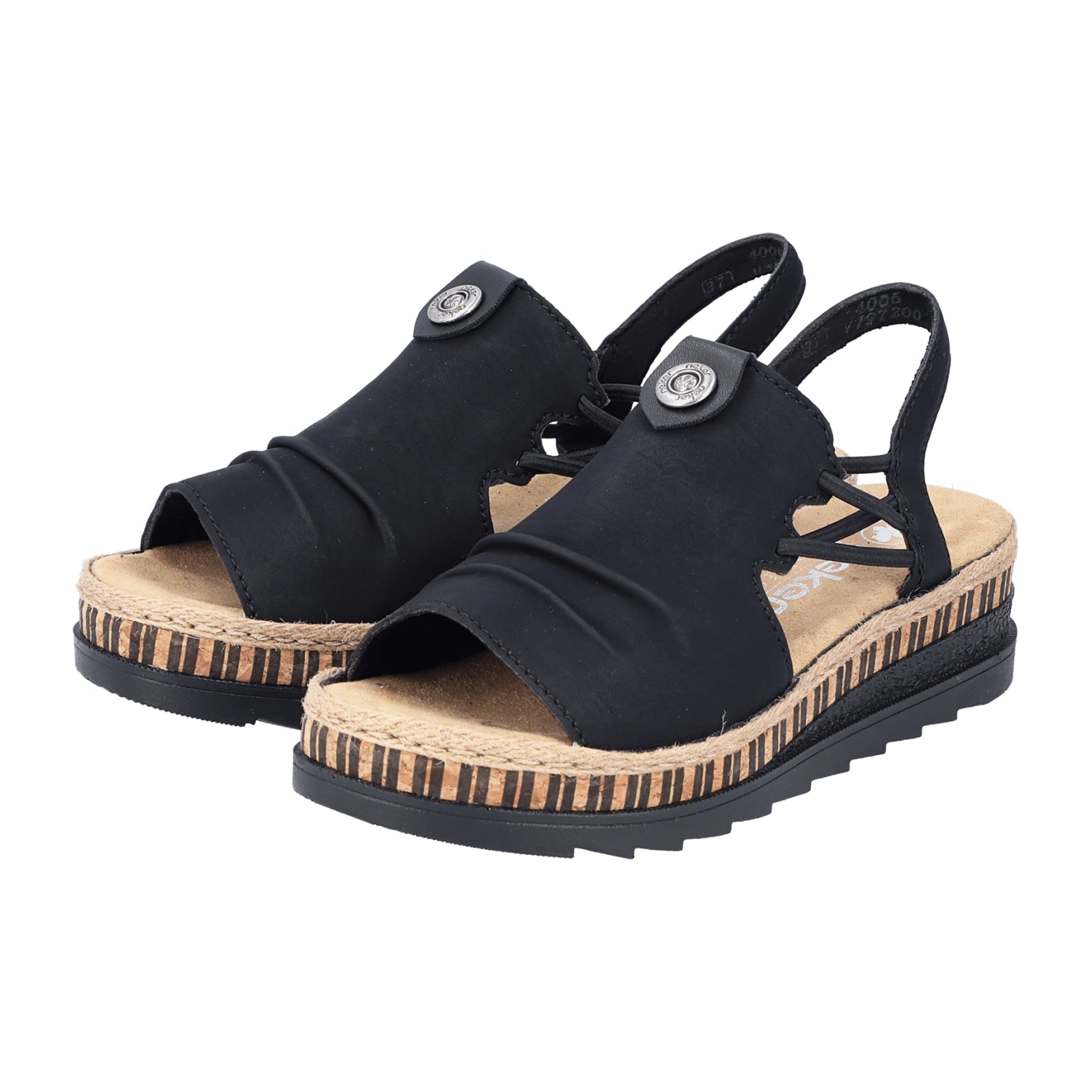 Rieker Nabukino Black Women's Shoes with Flat Heel and Open Toe