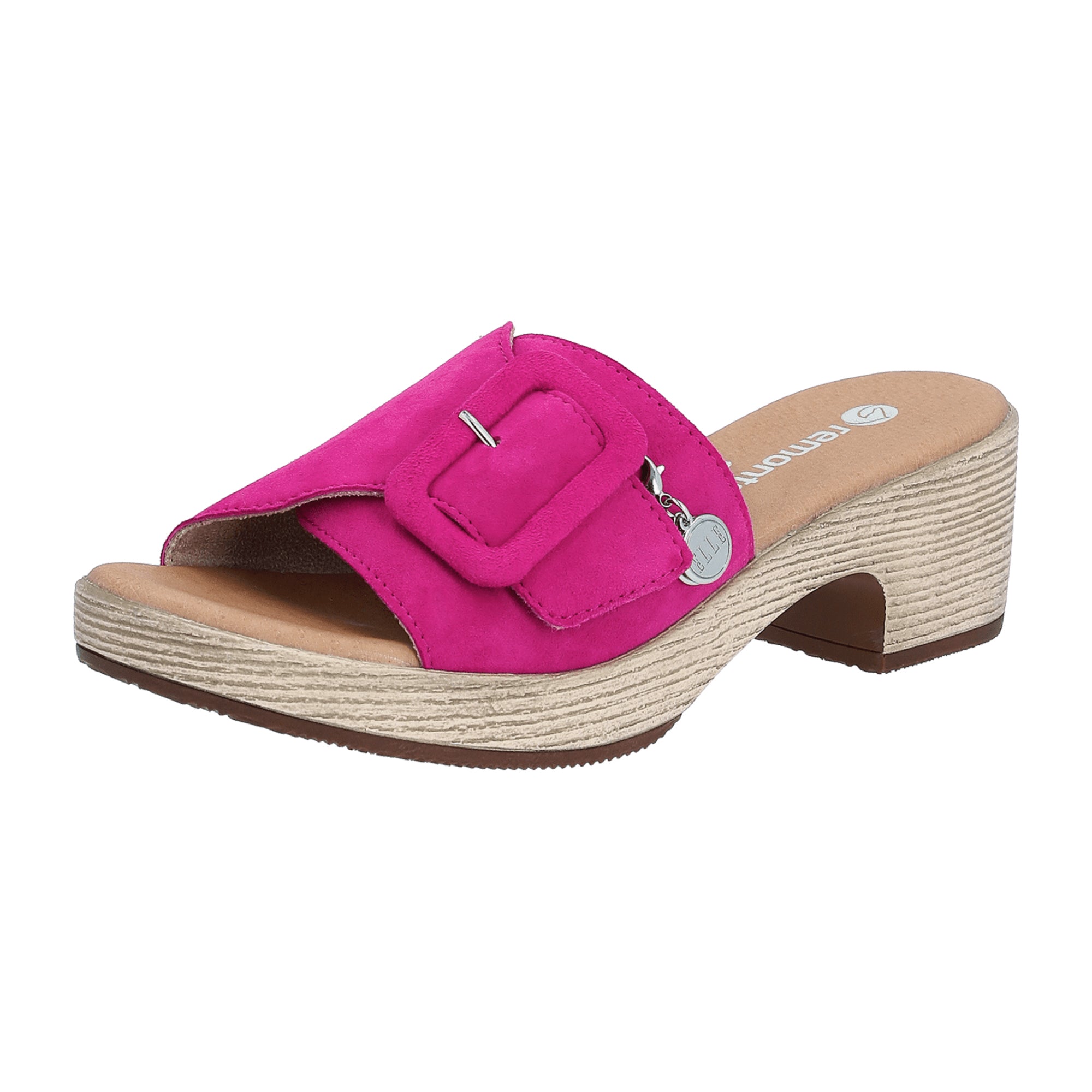 Remonte Women's Pink Shoes with Block Heel and Velcro Closure
