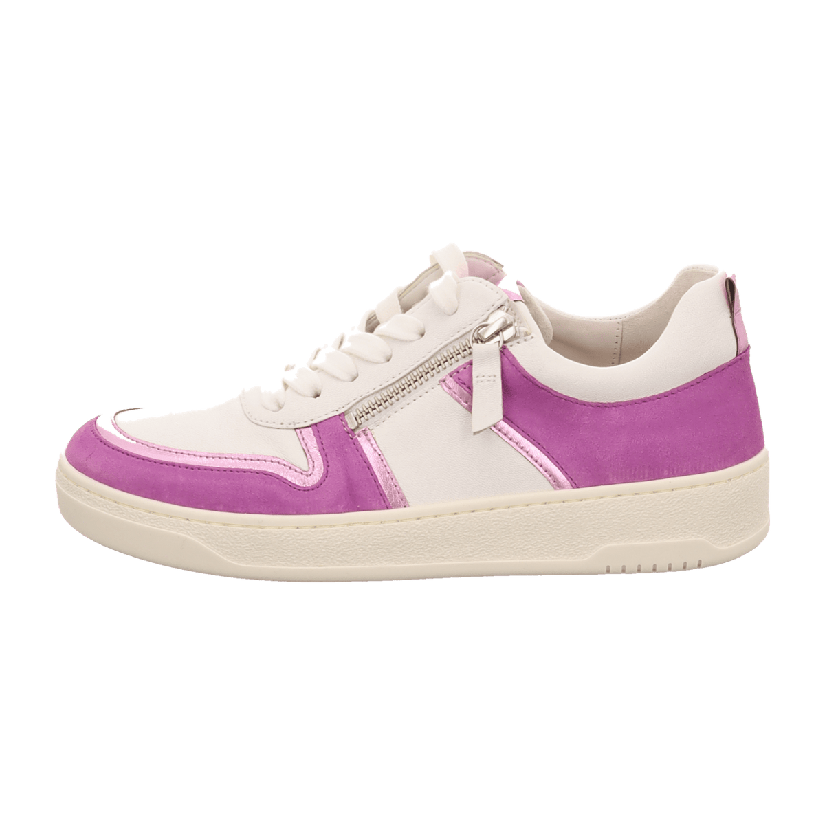 Gabor Women's Low-Top Sneakers - White Leather Comfort Shoes with Zip