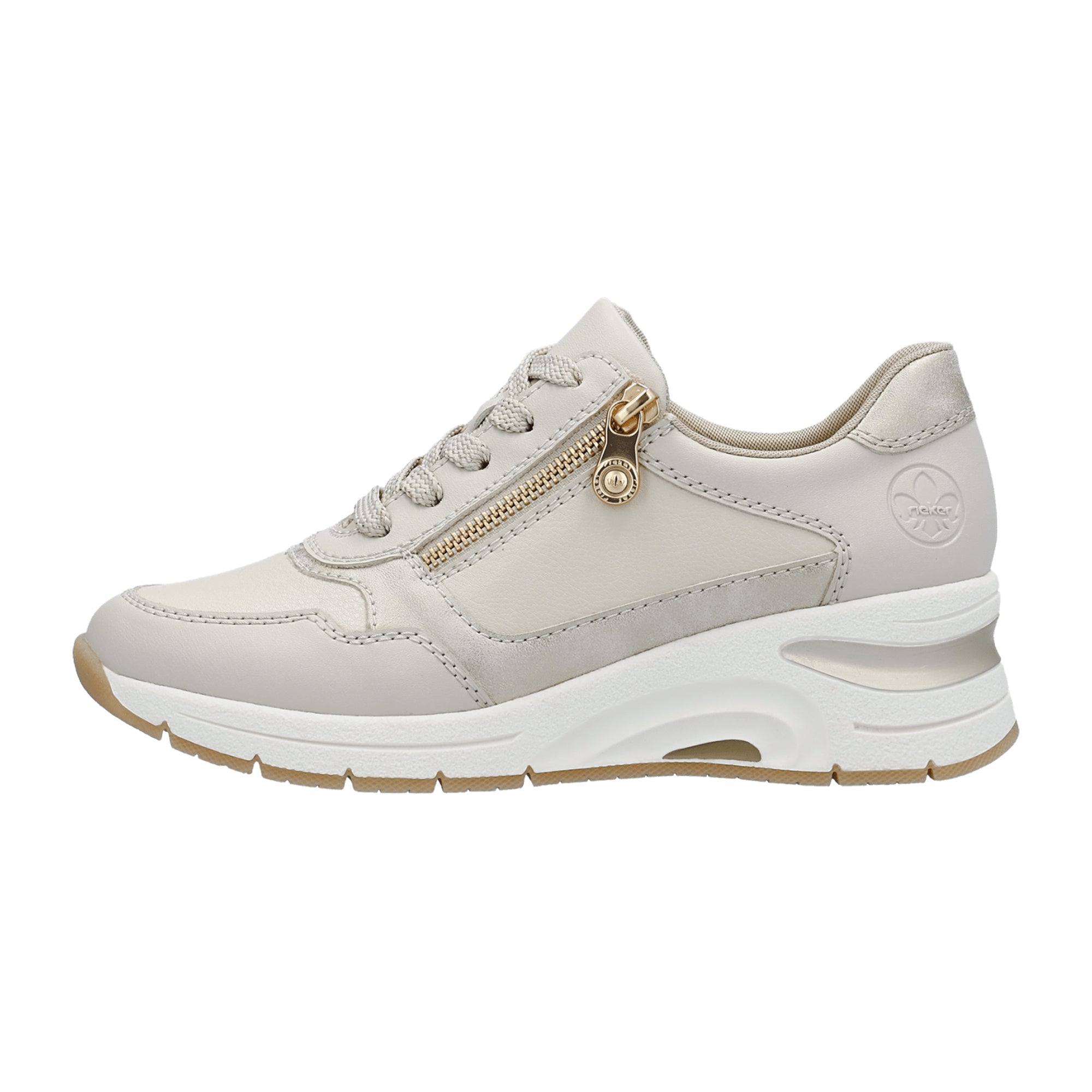 Rieker Beige Women's Shoes N9301-60 with Zip and Lace Closure - Bartel-Shop