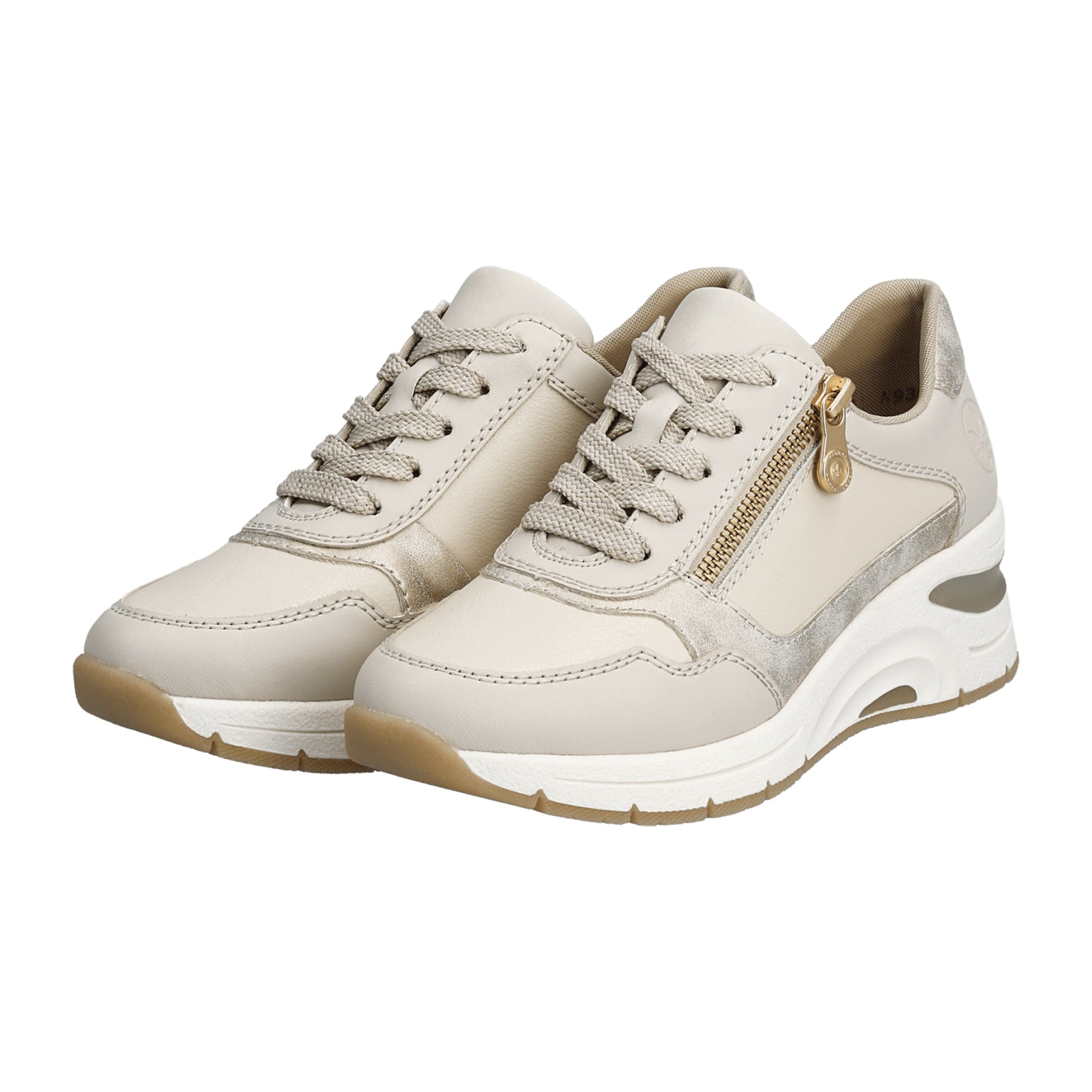 Rieker Beige Women's Shoes N9301-60 with Zip and Lace Closure - Bartel-Shop