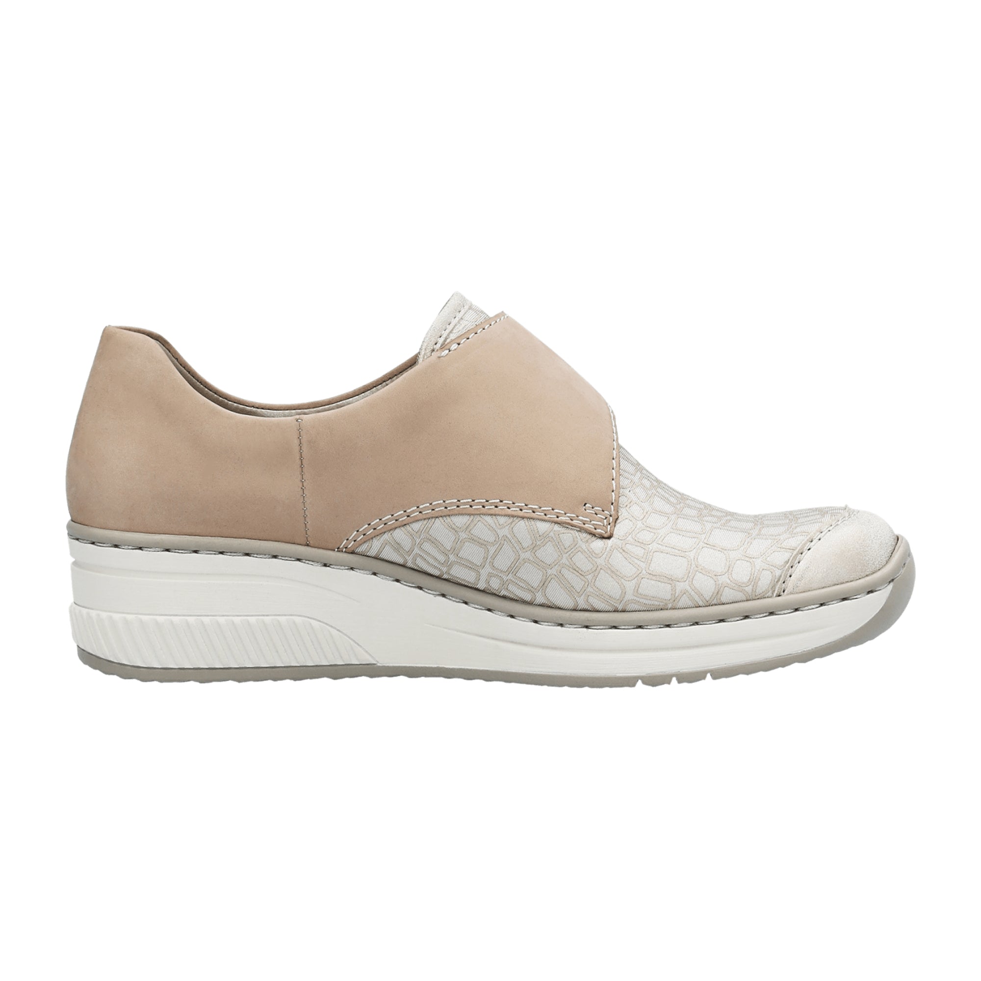 Rieker Beige Slip-On Shoes for Women with Faux Leather and Riricon Sole