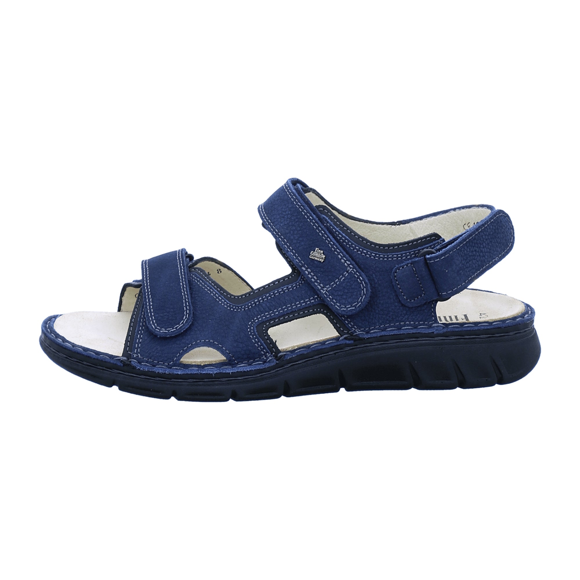 Finn Comfort Wanaka-Soft Men's Sandals - Blue Marine/Black, Comfort Leather Footwear with Adjustable Straps